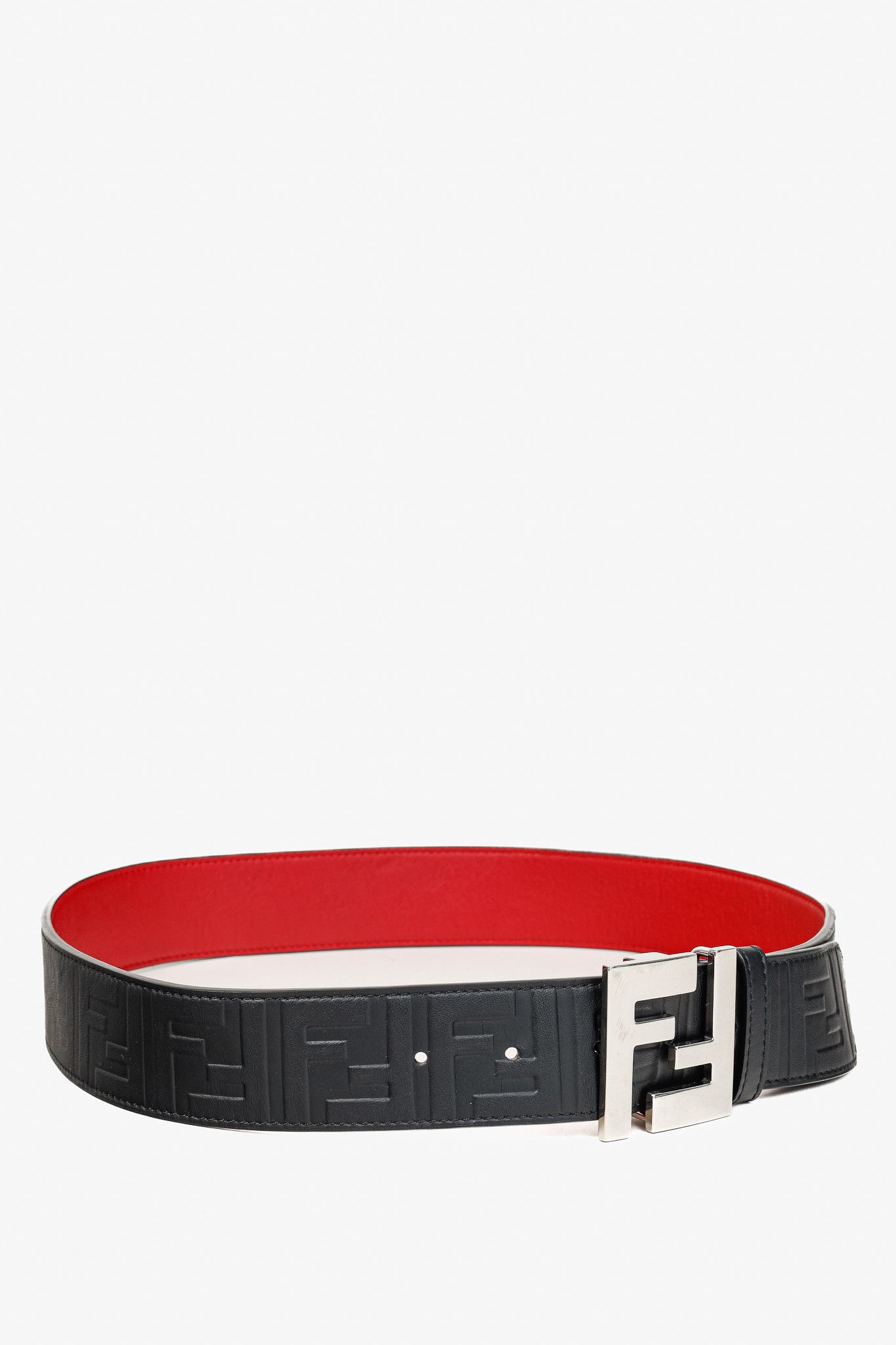 Fendi Fendi Black Monogram-Embossed Logo-Buckle Belt Size ONE SIZE - 1 Thumbnail
