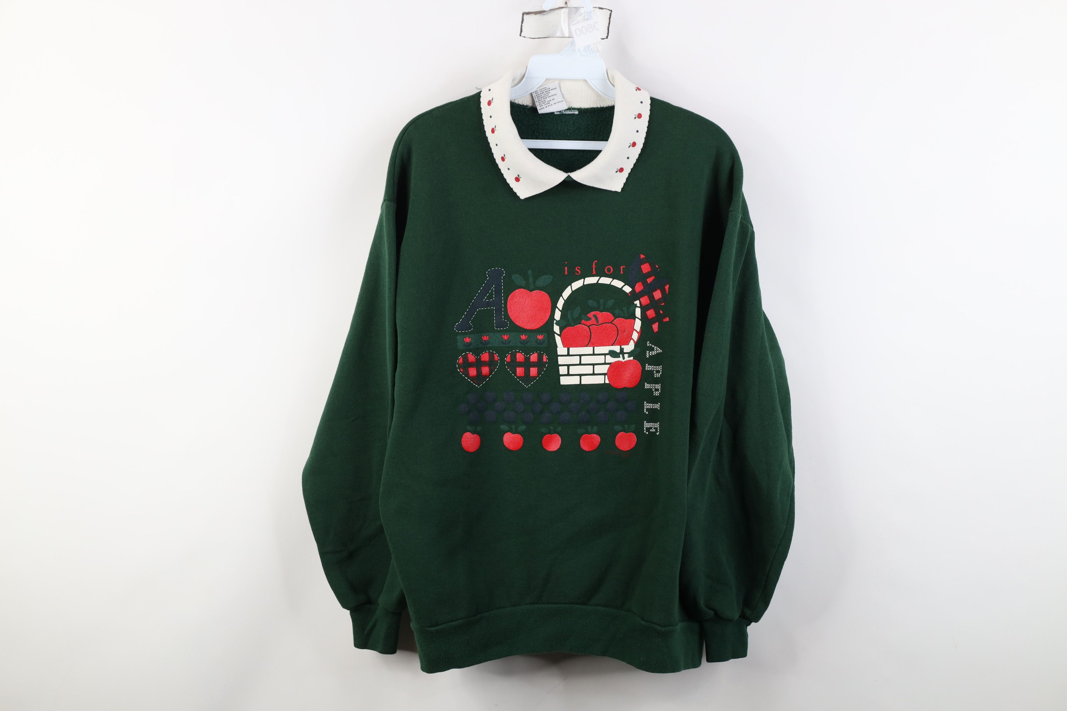 Vintage Vintage 90s Streetwear Apple Orchard Collared Sweatshirt USA Size L / US 10 / IT 46 - 1 Thumbnail