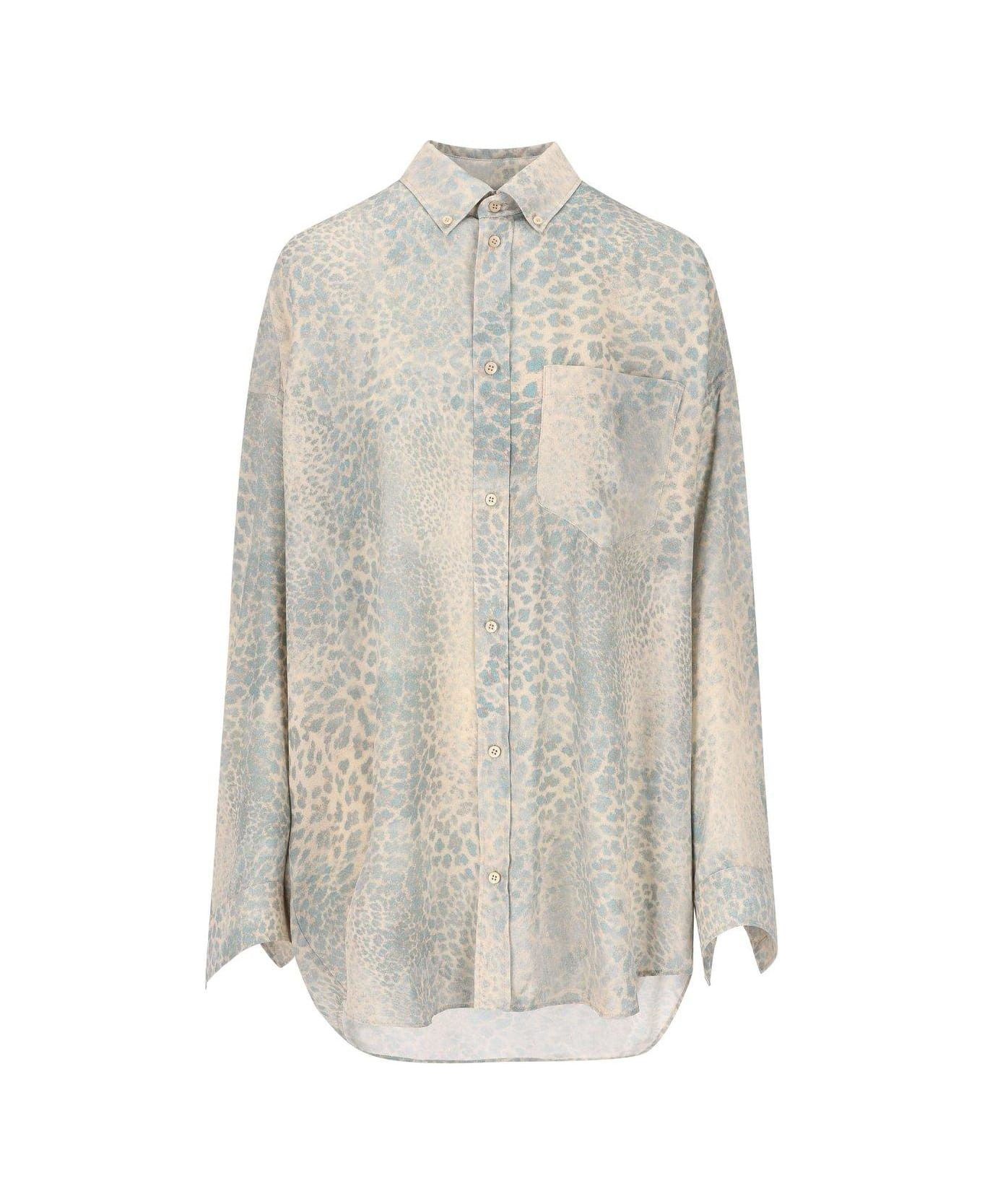 Balenciaga o1bcso1str0326 Bleached Leo Cocoon Shirt Large Fit in Beige Size S / US 4 / IT 40 - 1 Thumbnail