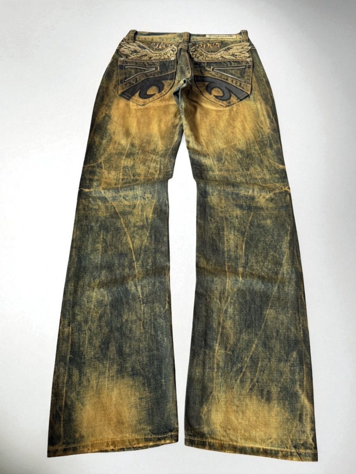If Six Was Nine Red Pepper Shadow Mud Wash Embroidered Wings Jeans Size US 29 - 1 Thumbnail