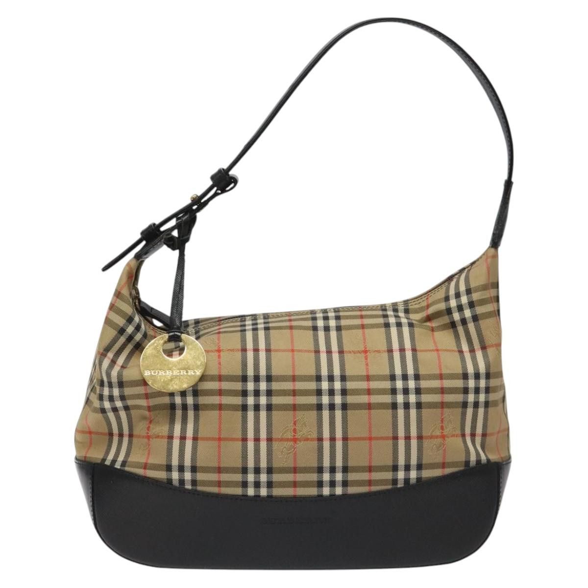 Burberry Nova Check Beige Leather Shoulder Bag (Pre-Owned), Women's