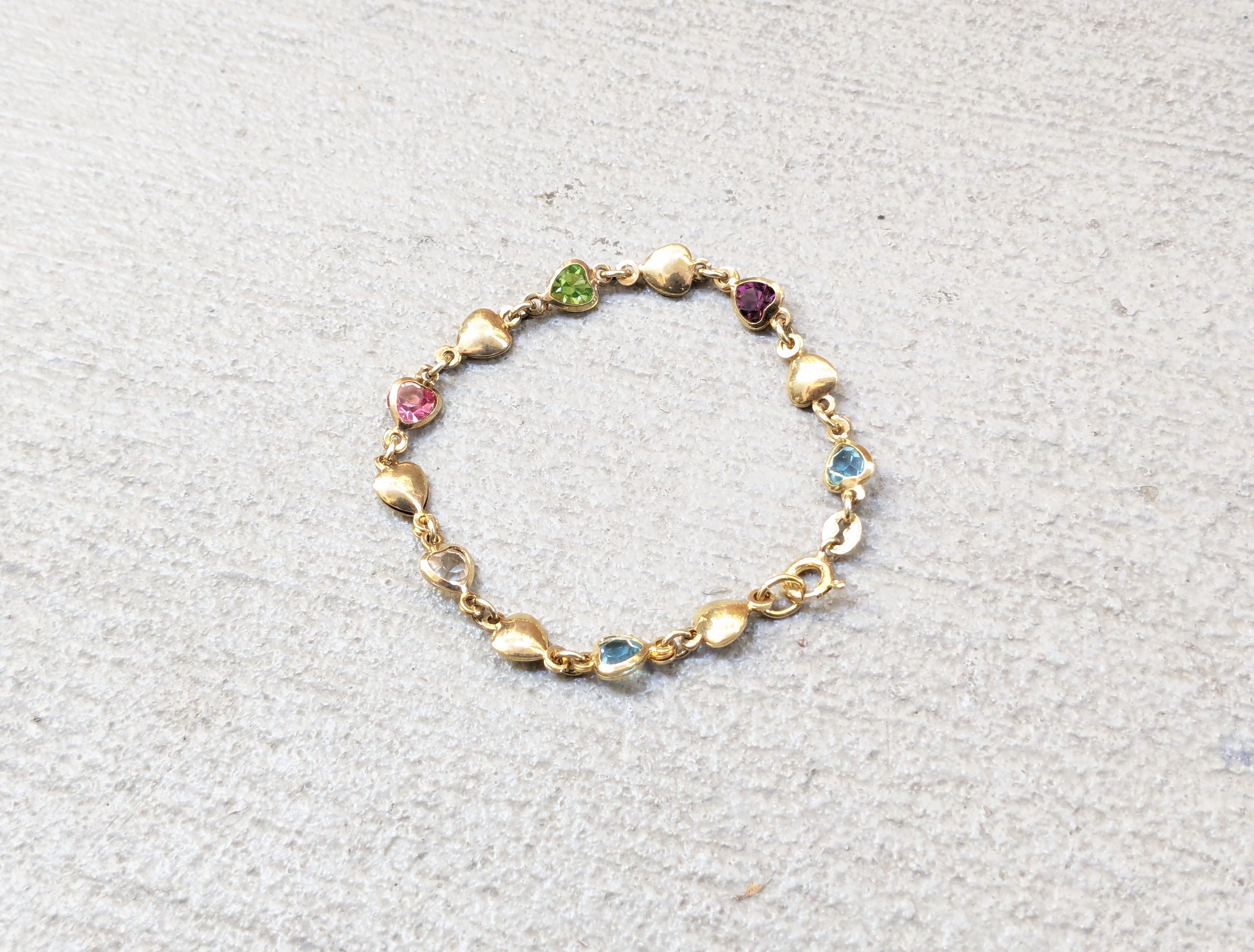 Jewelry Vintage Sterling Silver Bracelet Heart Rainbow Gold Plate Size ONE SIZE - 1 Thumbnail
