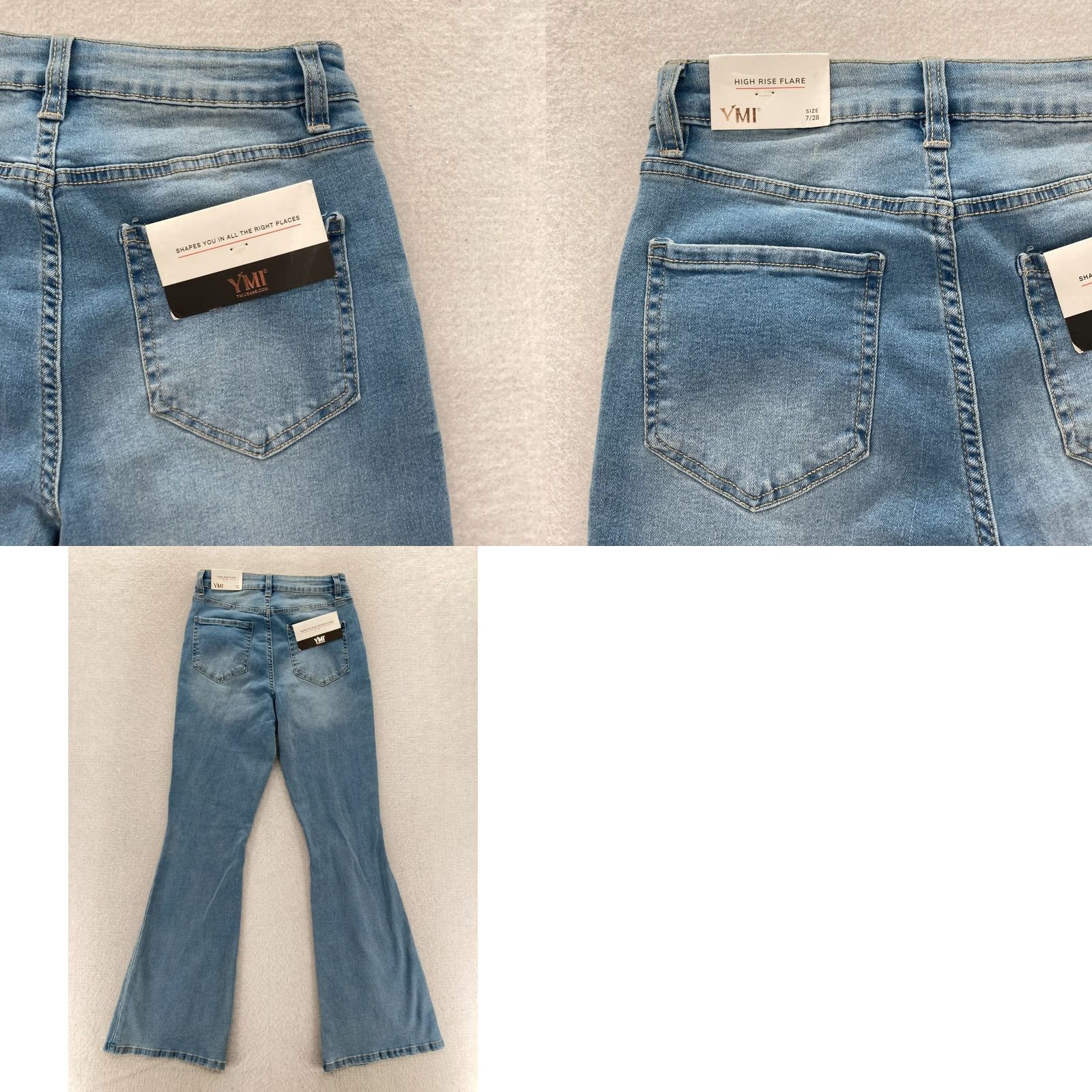 Vintage YMI Jeans Women's Flared Leg High Rise Medium Wash Blue Denim Distressed 7/28 Jeans Womens Size 28 (Regular) Blue Cotton Polyester Denim Size 28" / US 6 / IT 42 - 9 Thumbnail