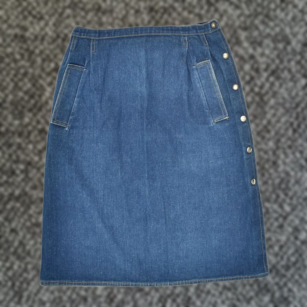 Denime VINTAGE Womens Denim Skirt Blue Cotton Small W26 AK24 Size 26" / US 2 / IT 38 - 1 Thumbnail