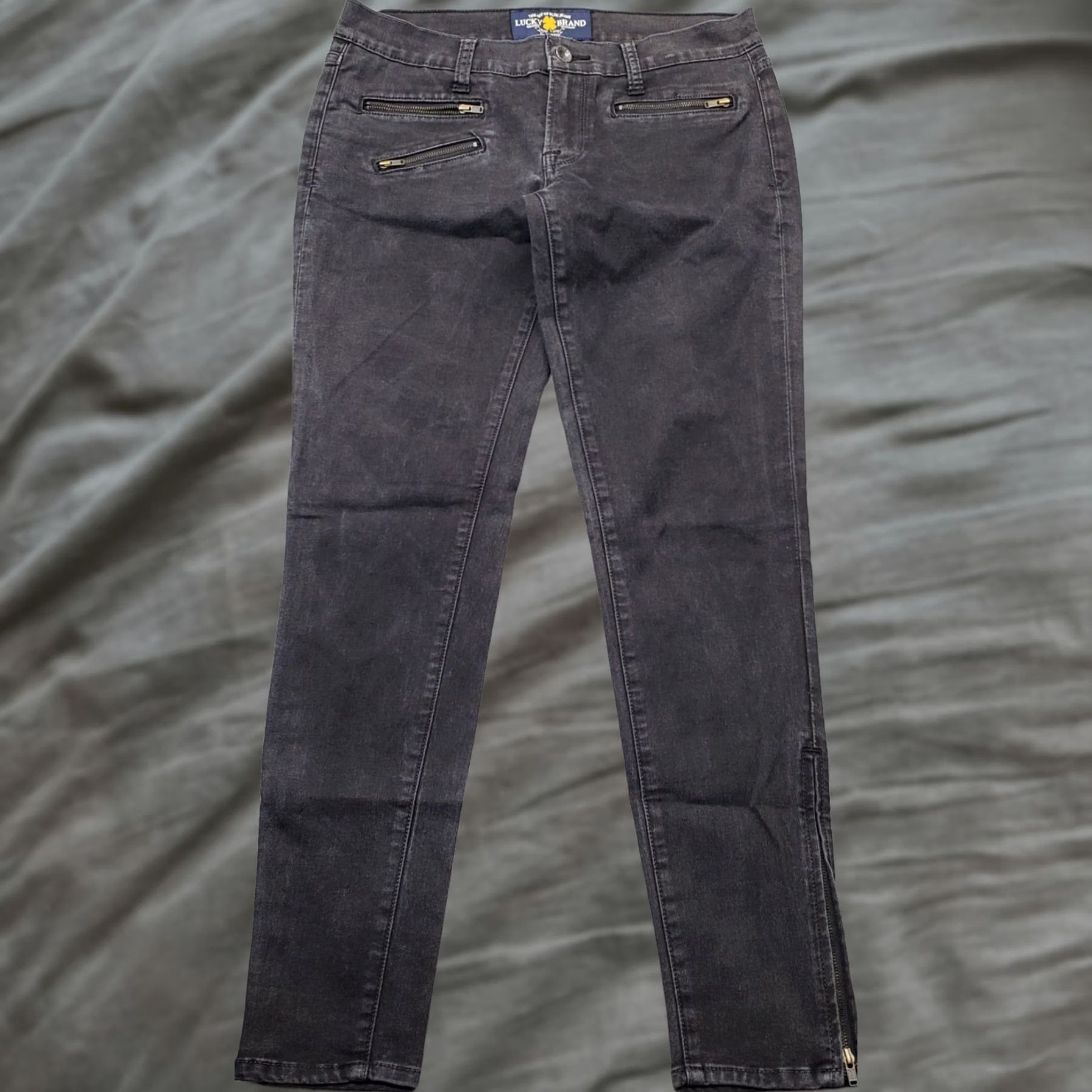 Lucky Brand Lucky Brand Womens Jeans 4 Black Denim Stretch Ankle Zip Skinny 27" Inseam Womens Size 4 Size 27" / US 4 / IT 40 - 1 Thumbnail