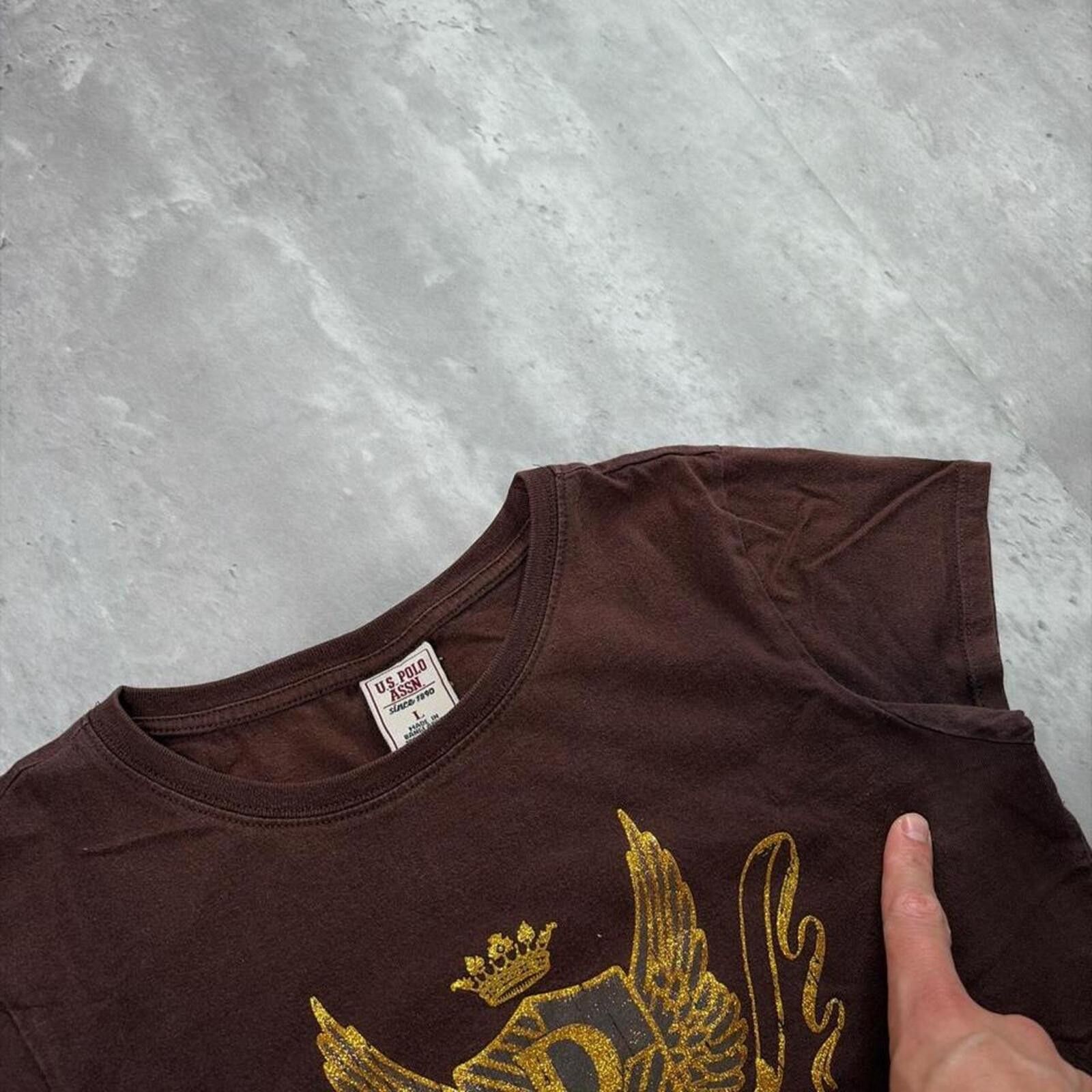 U.S. Polo Assn. Y2K Brown U.S. Polo Assn Grunge Skater Gothic T-Shirt Size XS / US 0-2 / IT 36-38 - 4 Thumbnail