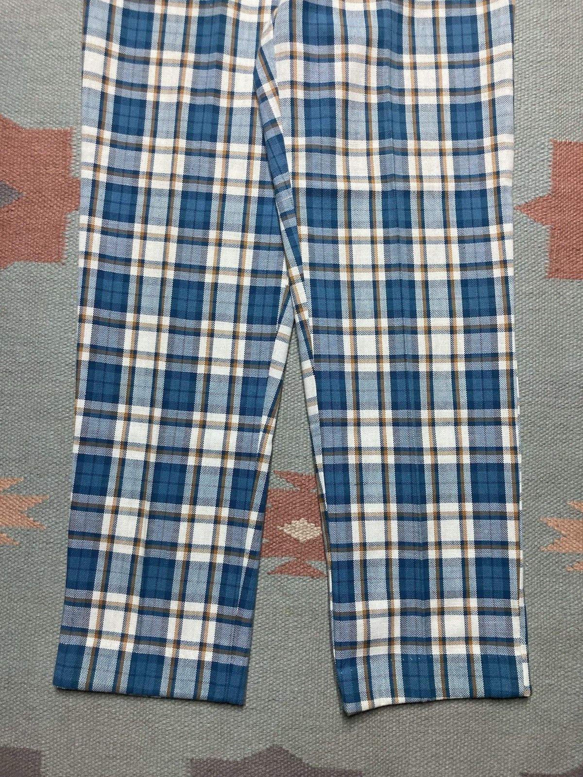 Vintage Vtg 1960s plaid pants blue disco hippie Waldes zipper 28x27 Size 28" / US 6 / IT 42 - 2 Thumbnail