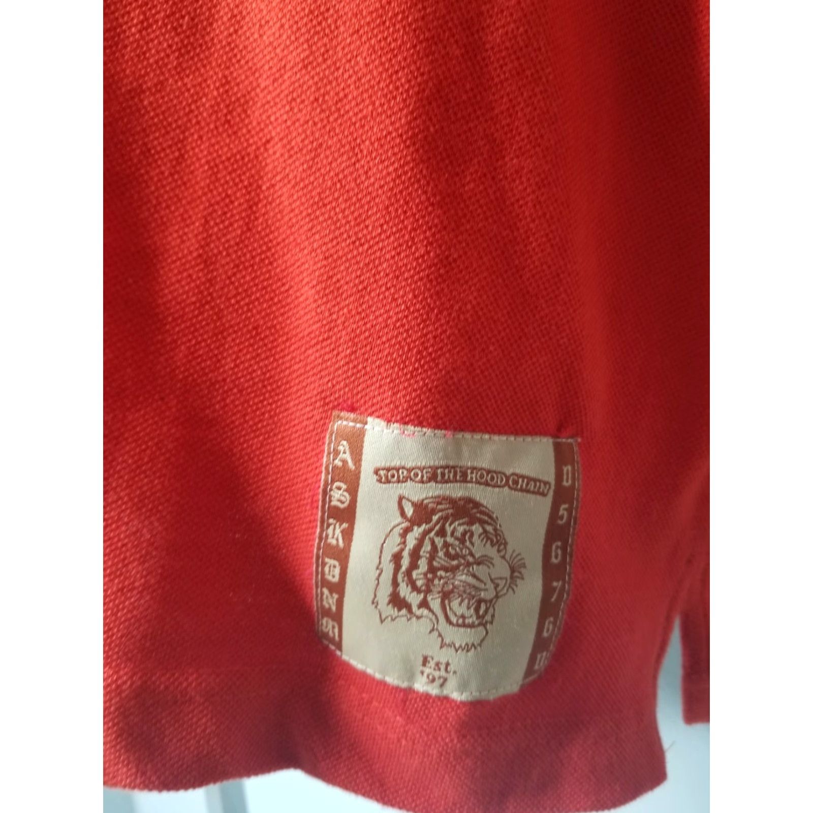 Vintage ASK DNM Mens Polo Shirt Tiger Graphic All Over Print 4XL Red Collared Short Sleeve Shirt Men Big & Tall Tiger Print Polo 4XL Mens Size US XXL / EU 58 / 5 - 5 Thumbnail