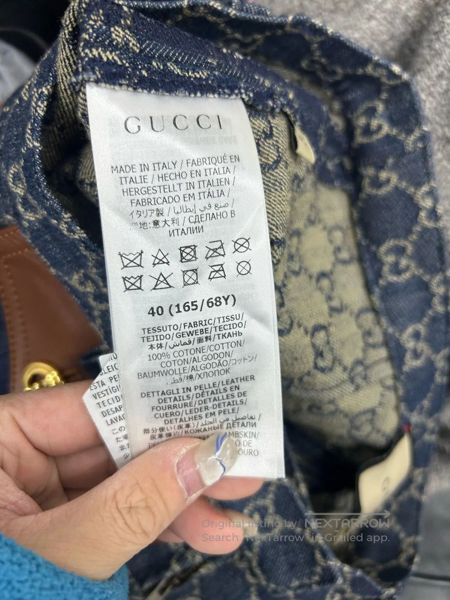 Gucci navy logo patchwork denim shorts. Size 39" - 4 Thumbnail