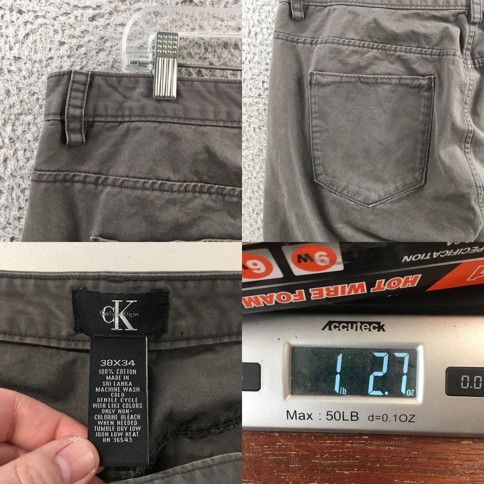 Calvin Klein Calvin Klein Jeans Mens 38x34 Gray Cotton Straight Leg Mid Rise Slim Size US 38 / EU 54 - 9 Thumbnail