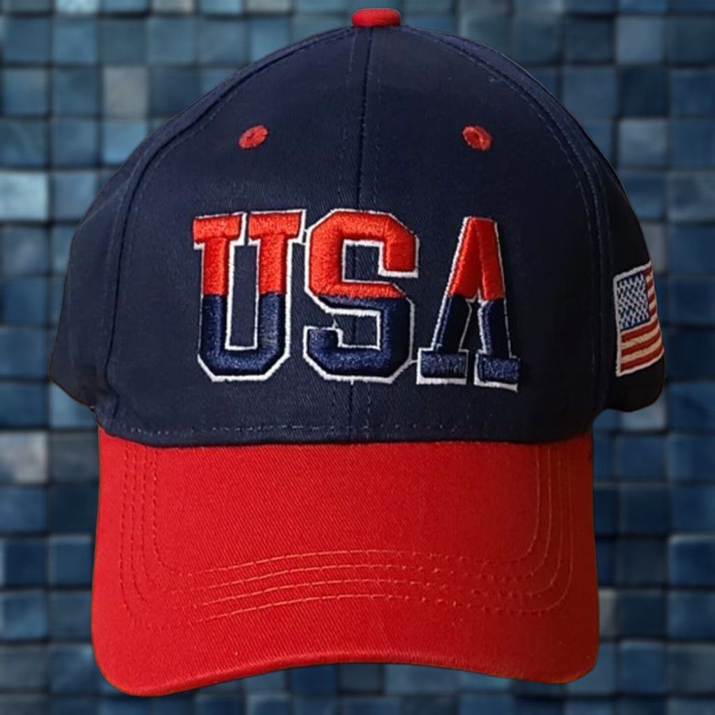 Vintage American Flag Mens Baseball Cap Extra Large XL Dark Blue Red Size ONE SIZE - 1 Thumbnail