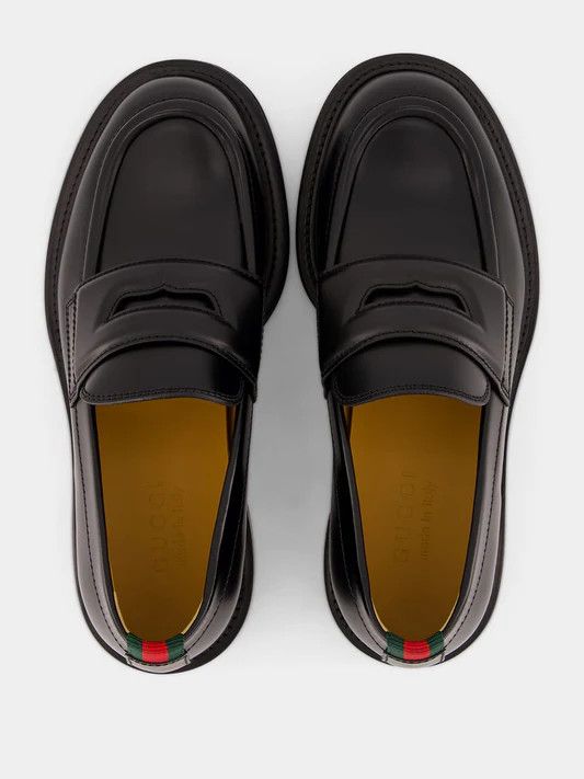 Gucci o1mt1gz0925 Men's Loafers With Web in Black Size US 12.5 / EU 45-46 - 4 Thumbnail