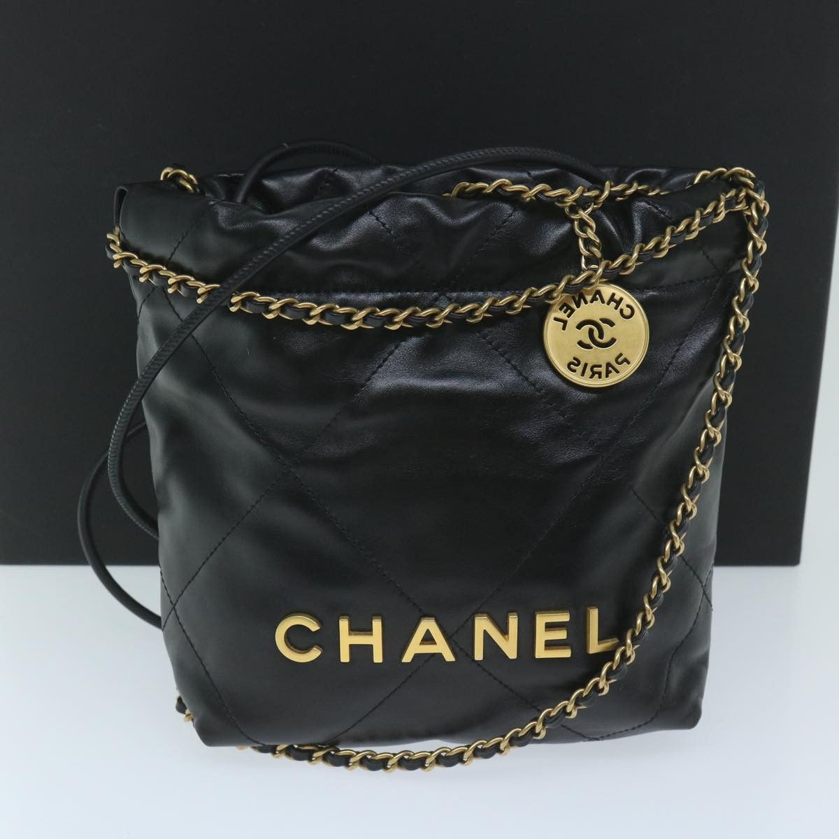 Chanel CHANEL CHANEL 22 Chain Hand Bag Leather Black As3980 CC Size ONE SIZE - 12 Thumbnail