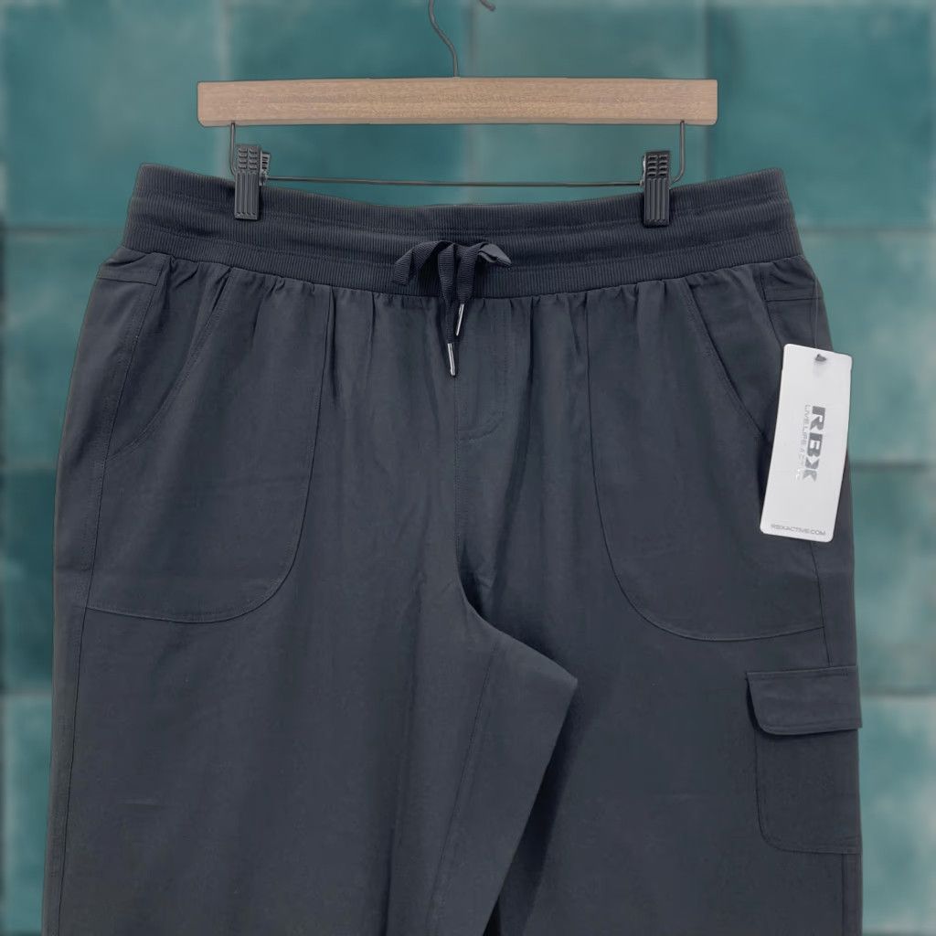 Vintage RBX Pants Womens Large Black Woven Capri Jogger Cargo Drawstring Stretch Running Size 36" / US 14 / IT 50 - 1 Thumbnail