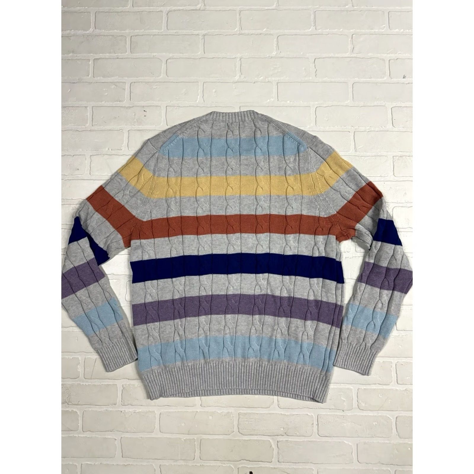 Brooks Brothers Brooks Brothers Cable Knit Sweater Womens XL Pastel Striped Long Sleeve Supima Pullover Crew Neck Casual Travel Business Size XL / US 12-14 / IT 48-50 - 5 Thumbnail