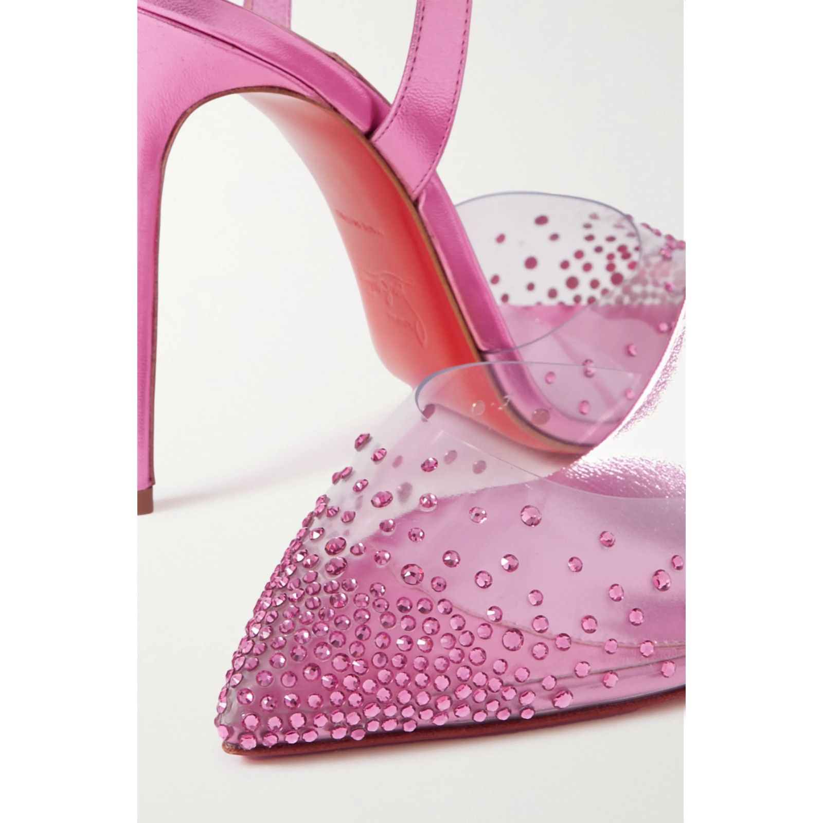 Christian Louboutin Spikaqueen 100 Pink PVC Ankle Strap Sandal Heel Pump 38.5 Size US 8.5 / IT 38.5 - 7 Thumbnail