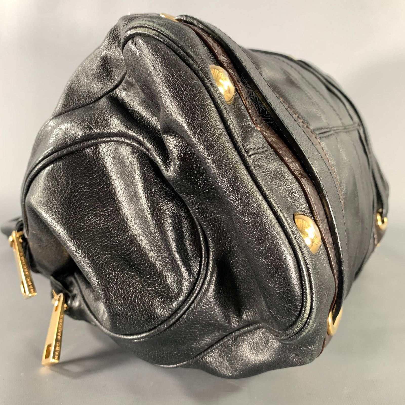 Marc Jacobs MARC JACOBS Black Brown Leather Satchel top Handles Handbag Size ONE SIZE - 8 Thumbnail