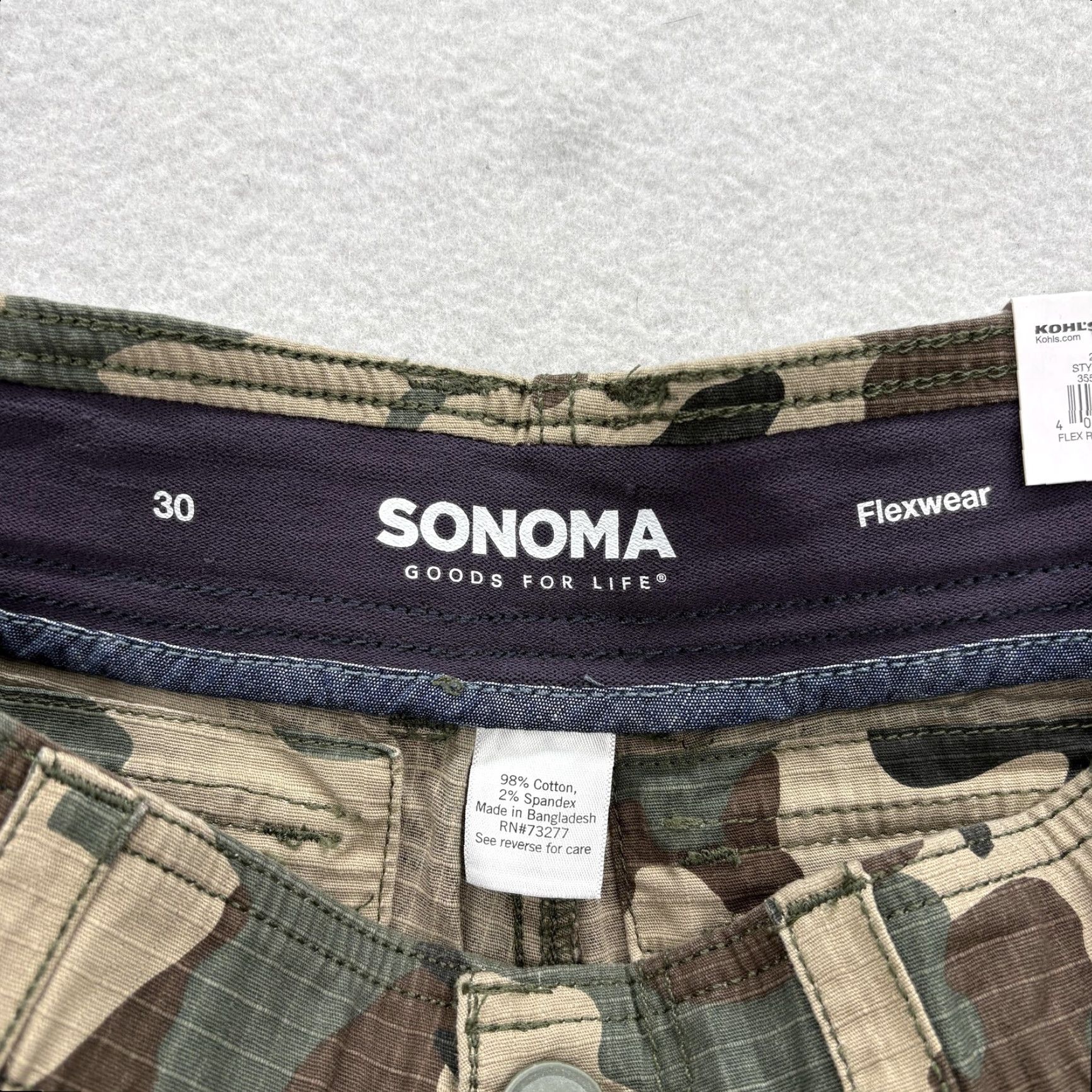 Vintage Sonoma Cargo Shorts Mens 30 Green Camo Stretch 10" Workwear NWT Ripstop Size US 30 / EU 46 - 3 Thumbnail