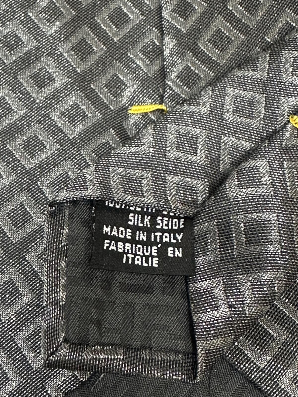 Fendi Vintage Fendi 100% silk tie charcoal/lt grey geometric Size ONE SIZE - 4 Thumbnail