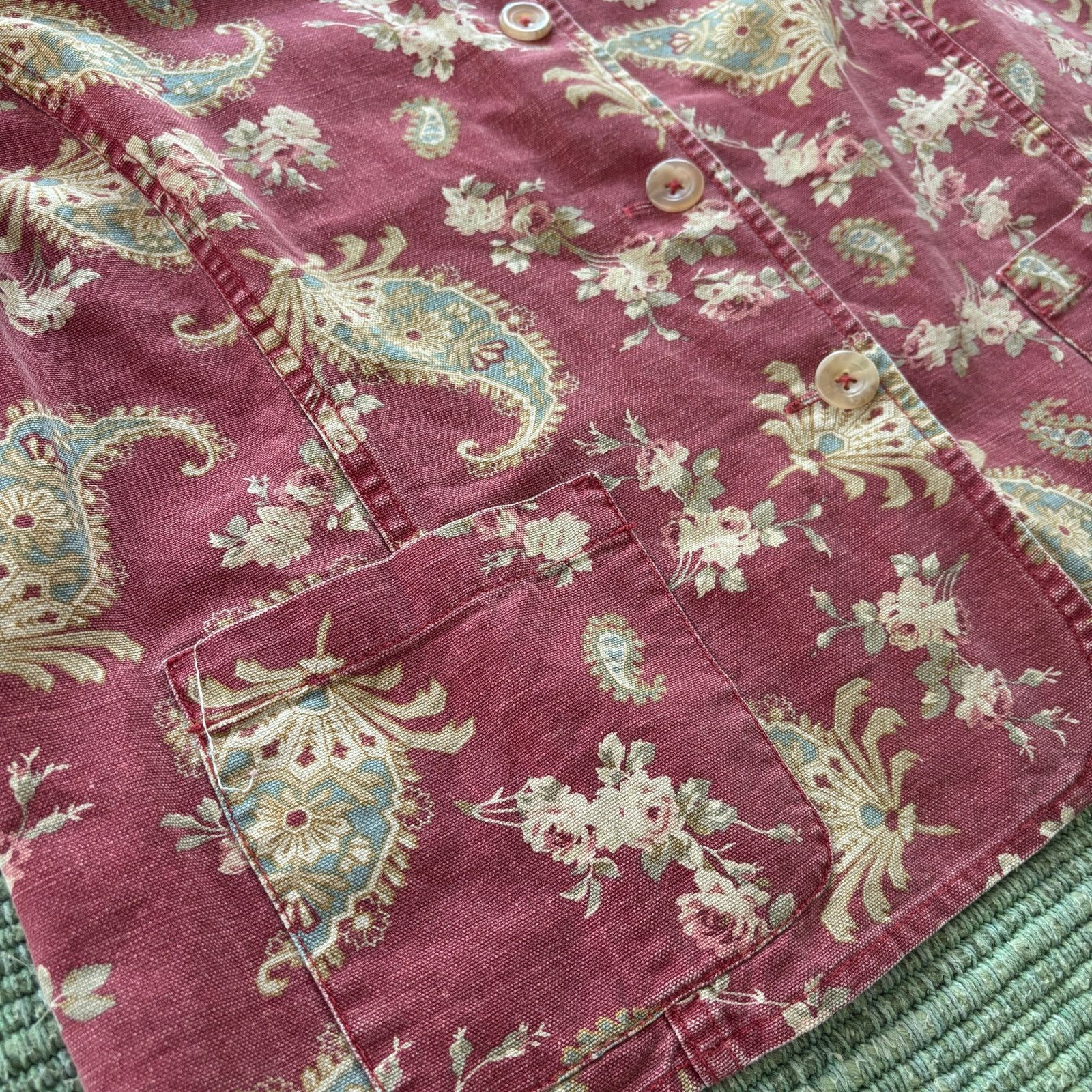 Coldwater Creek × Vintage Vintage Y2K Coldwater Creek Red Paisley Floral Cotton Vest Size XL / US 12-14 / IT 48-50 - 5 Thumbnail