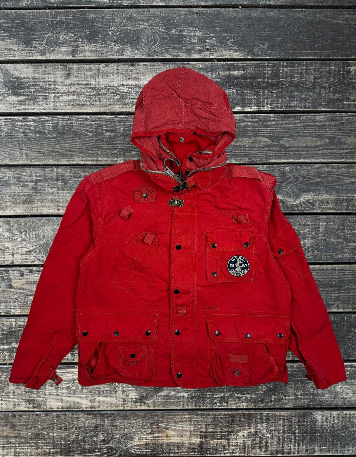 image of Polo Ralph Lauren x Ralph Lauren Vintage Retro Ralph Laurent Polo Marine Outfiter Jacket in Red (Si