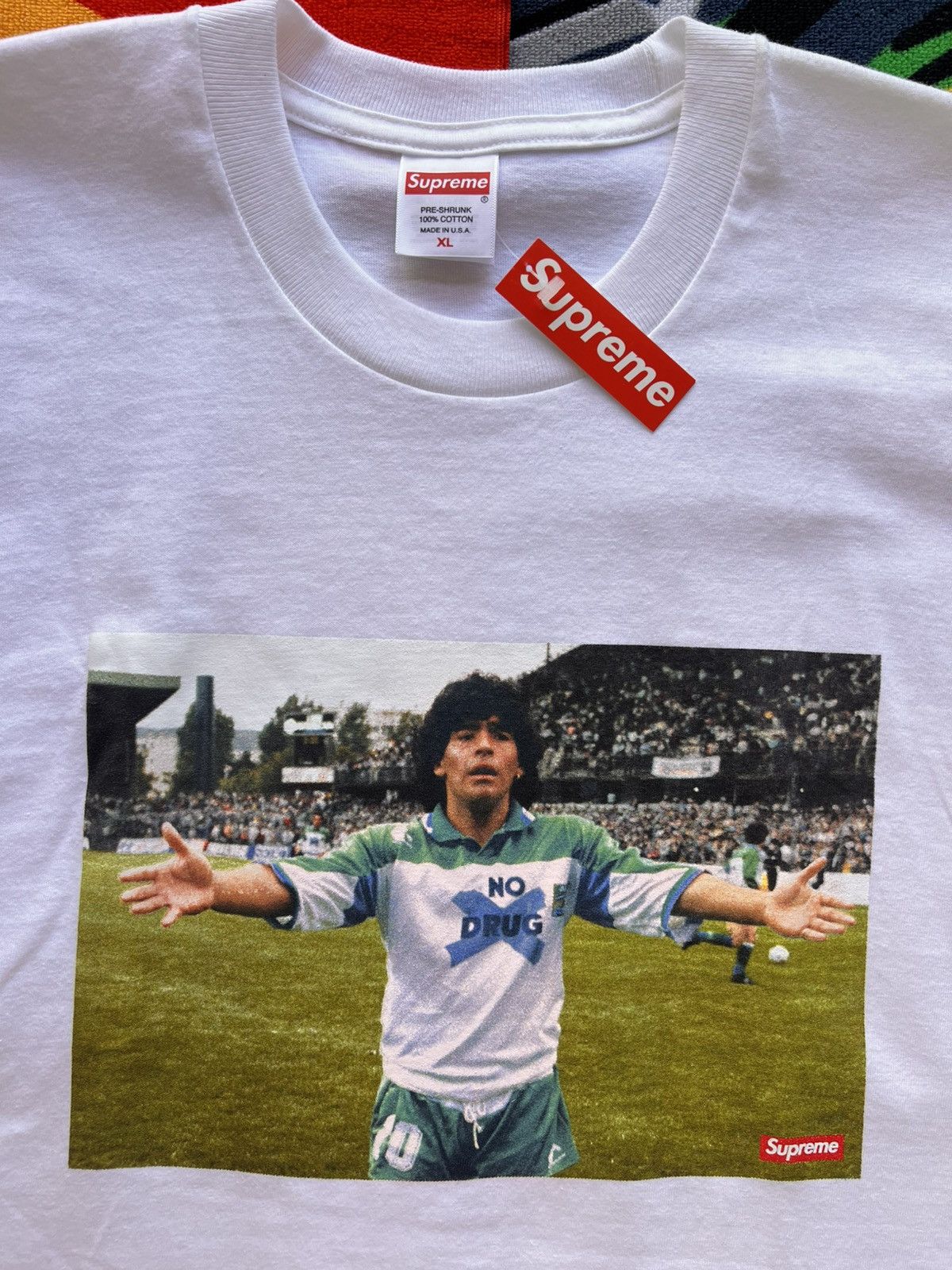 Supreme XL Supreme Maradona Tee white T-shirt football diego drugs Size US XL / EU 56 / 4 - 15 Thumbnail