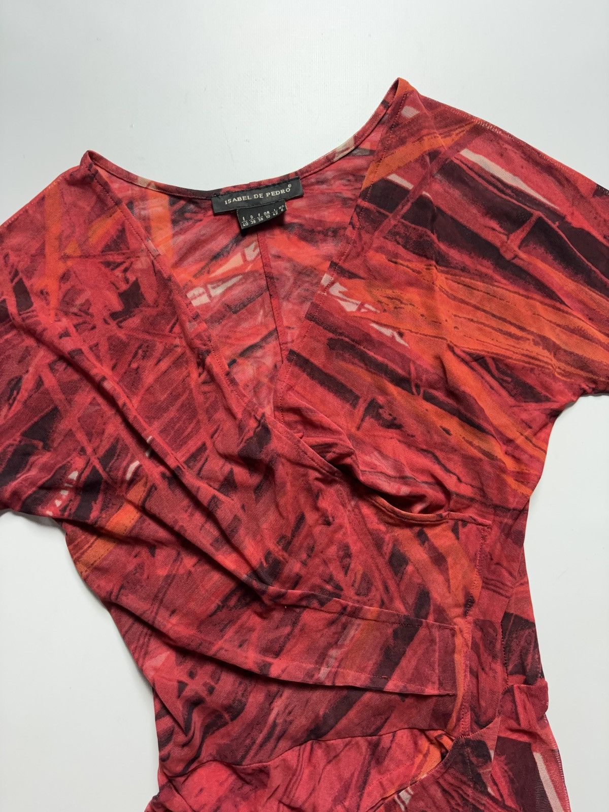 Vintage VINTAGE 90s MIDI MESH PRINTED RUFFLE NATURE DRESS Size M / US 6-8 / IT 42-44 - 3 Thumbnail
