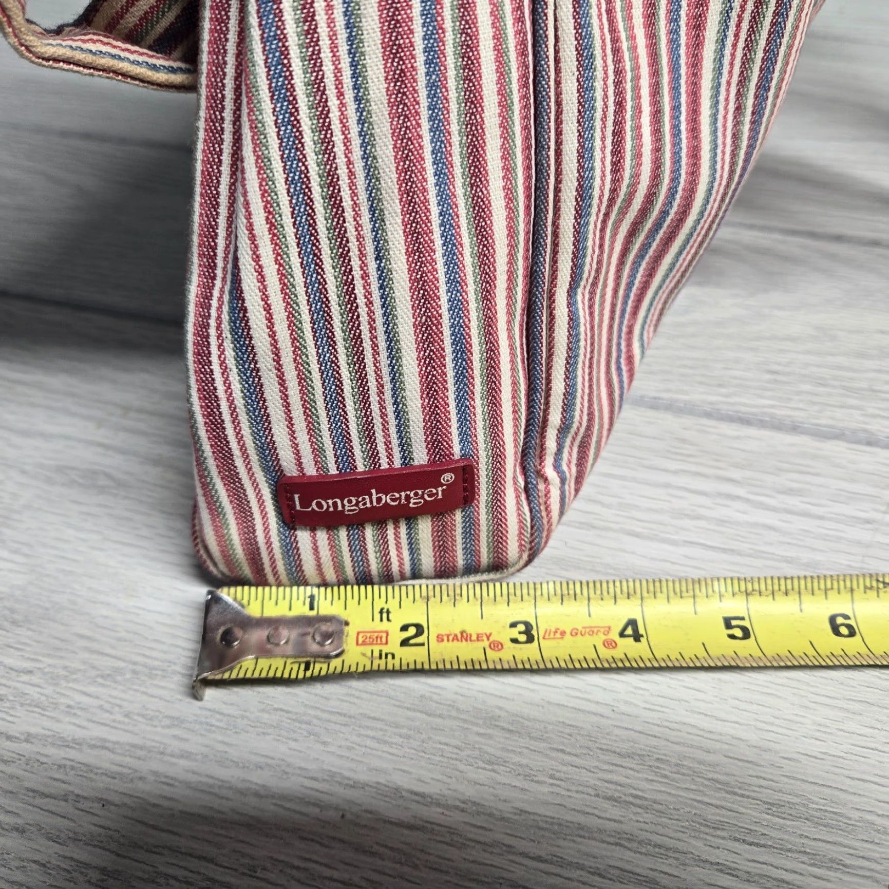 Vintage Longaberger Bag 14" Fabric Gift Tote Red Denim Plaid Tote Women 14" Red Denim Plaid Fabric Gift Tote Bag Longaberger Size ONE SIZE - 8 Thumbnail
