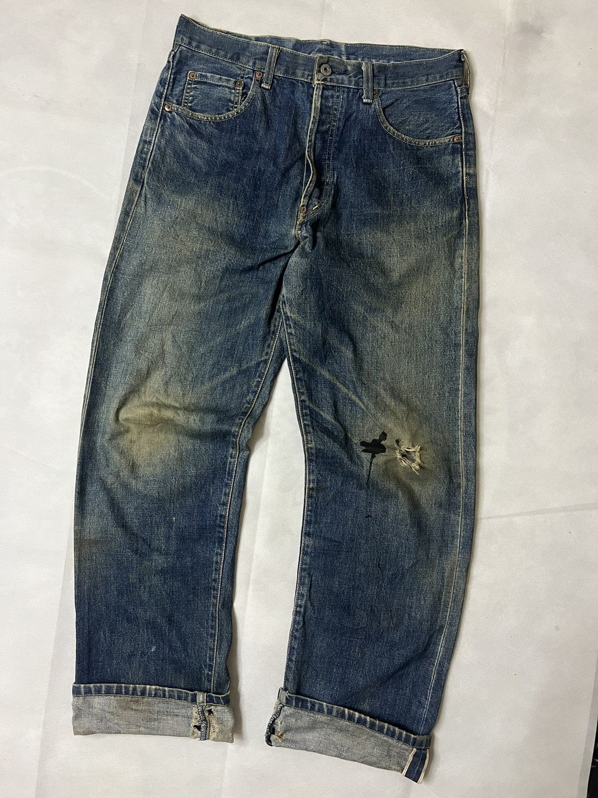 Levi's Vintage 80's Levis 702 "E" Buckle Back Selvedge Denim Size US 33 - 2 Thumbnail