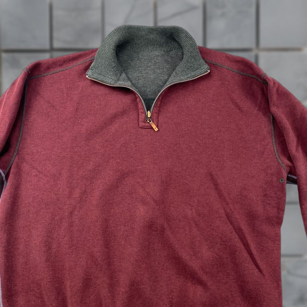 Tommy Bahama Tommy Bahama Reversible Sweater Mens Large L Maroon Gray 1/4 Zip Long Sleeve Size US L / EU 52-54 / 3 - 1 Thumbnail