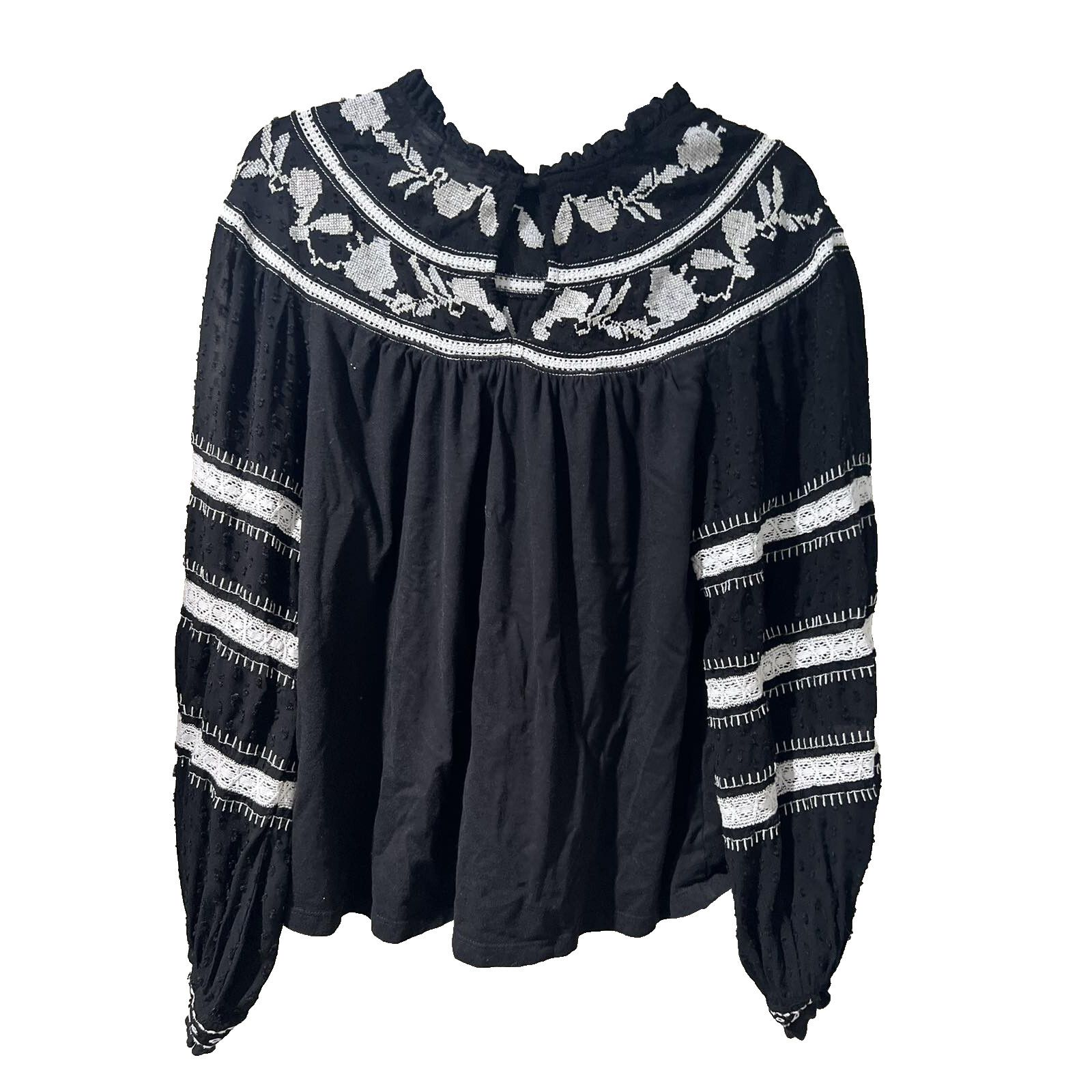 Anthropologie Anthropologie Maeve Winona Blouse Black top Size M A002032 Size M / US 6-8 / IT 42-44 - 8 Thumbnail