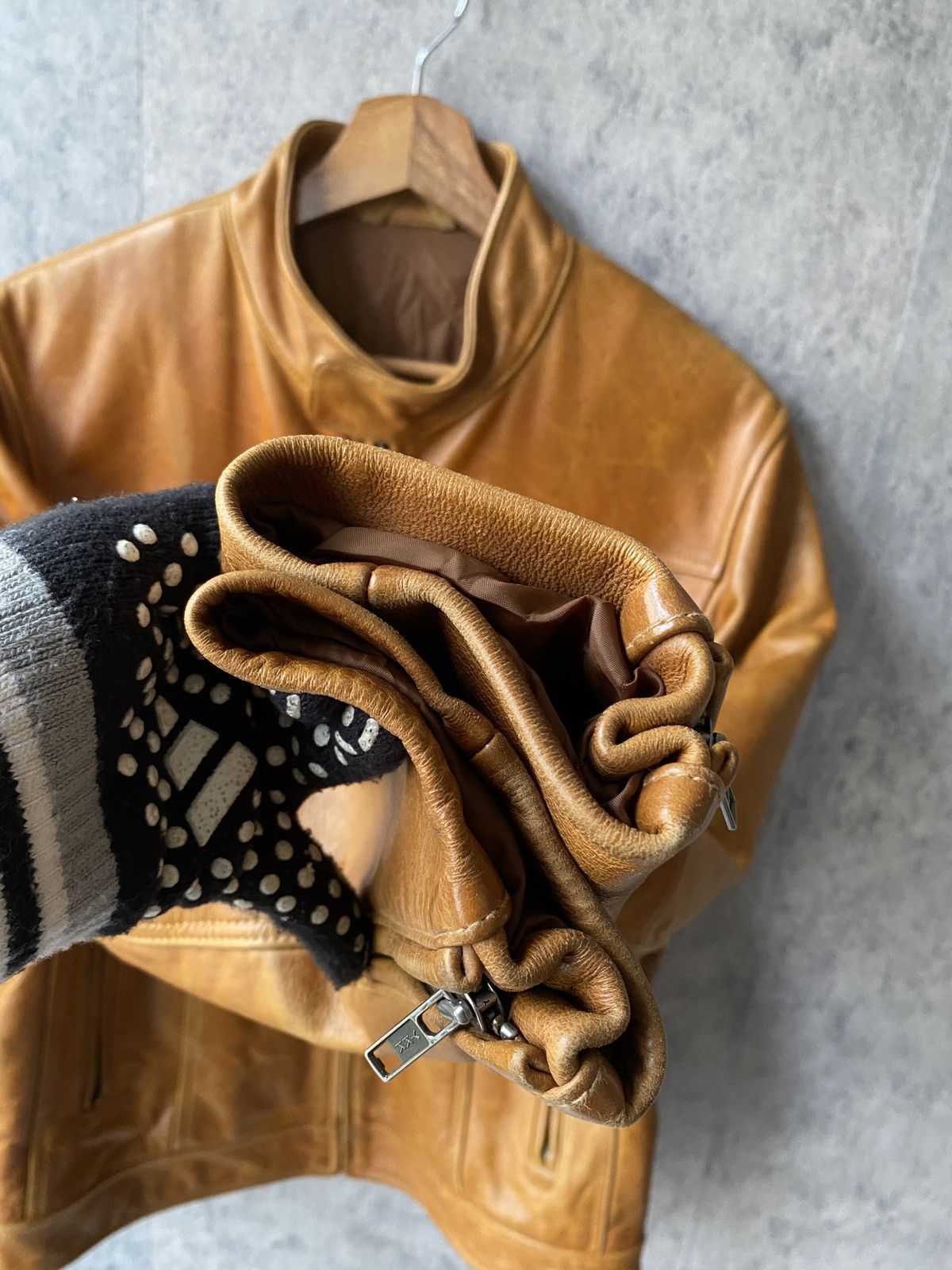 Japanese Brand Vintage Uniqlo Patina Design Leather Jacket Size US M / EU 48-50 / 2 - 8 Thumbnail