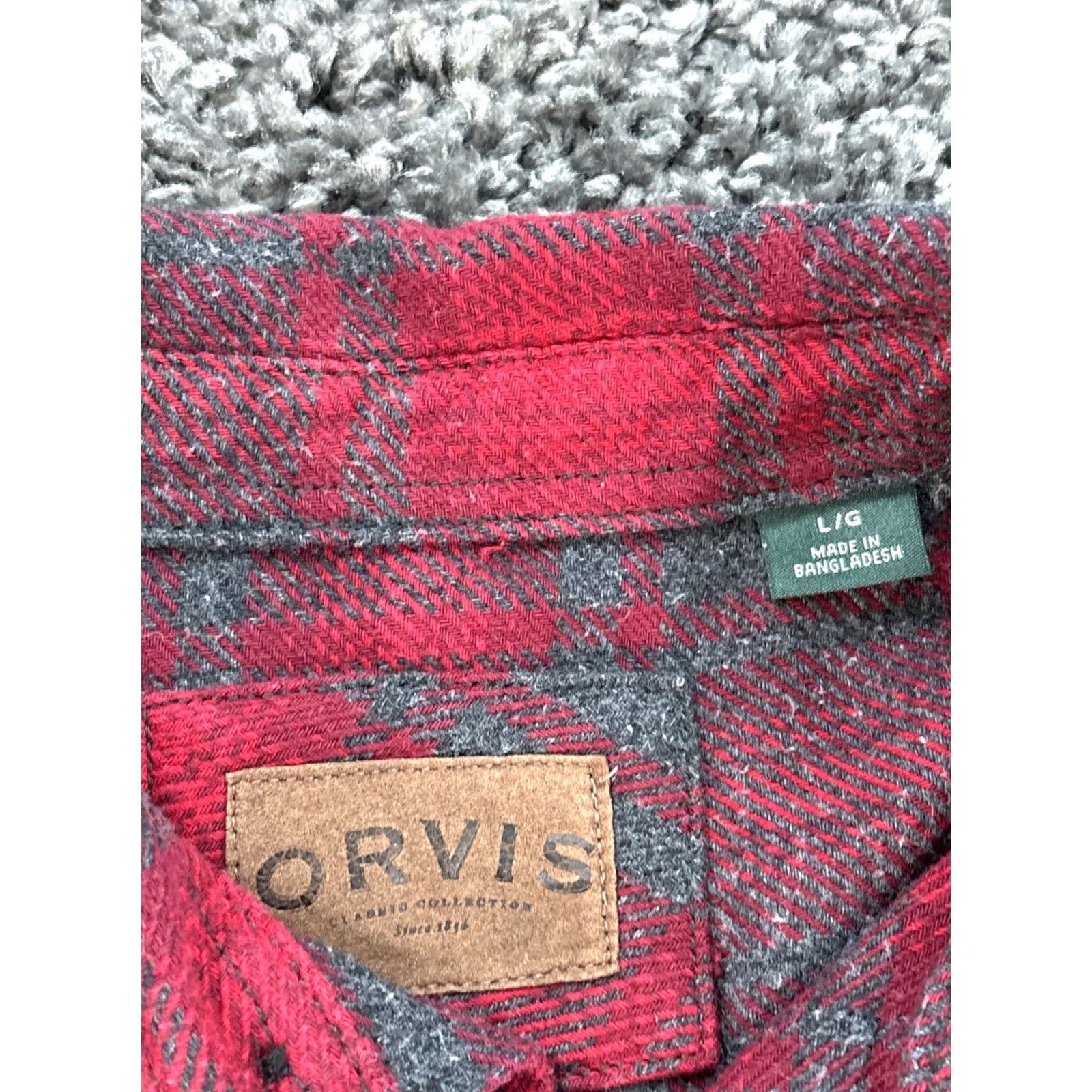 Orvis Orvis Shirt Mens Large Button-Down Flannel Red Buffalo Plaid Long Sleeve Button-Up Size US L / EU 52-54 / 3 - 4 Thumbnail