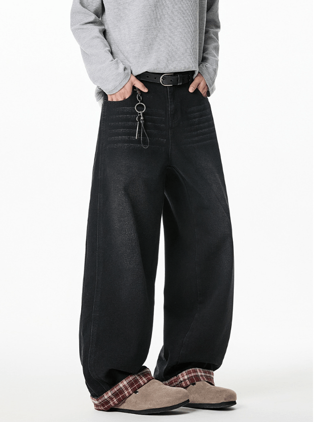 Jean Men's straight patchwork vintage washed flared jeans Size US 32 / EU 48 - 3 Thumbnail