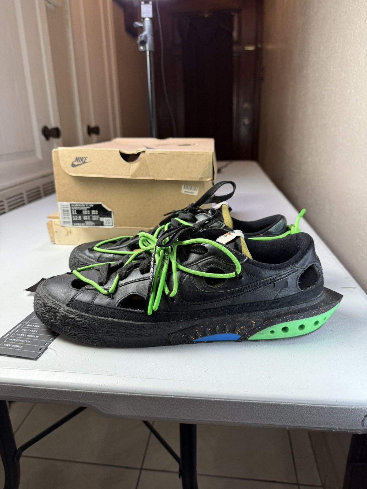 Nike × Off-White Used 2022 Nike Off-White x Blazer Low 'Black' Sz 11 Size US 11 / EU 44 - 6 Thumbnail