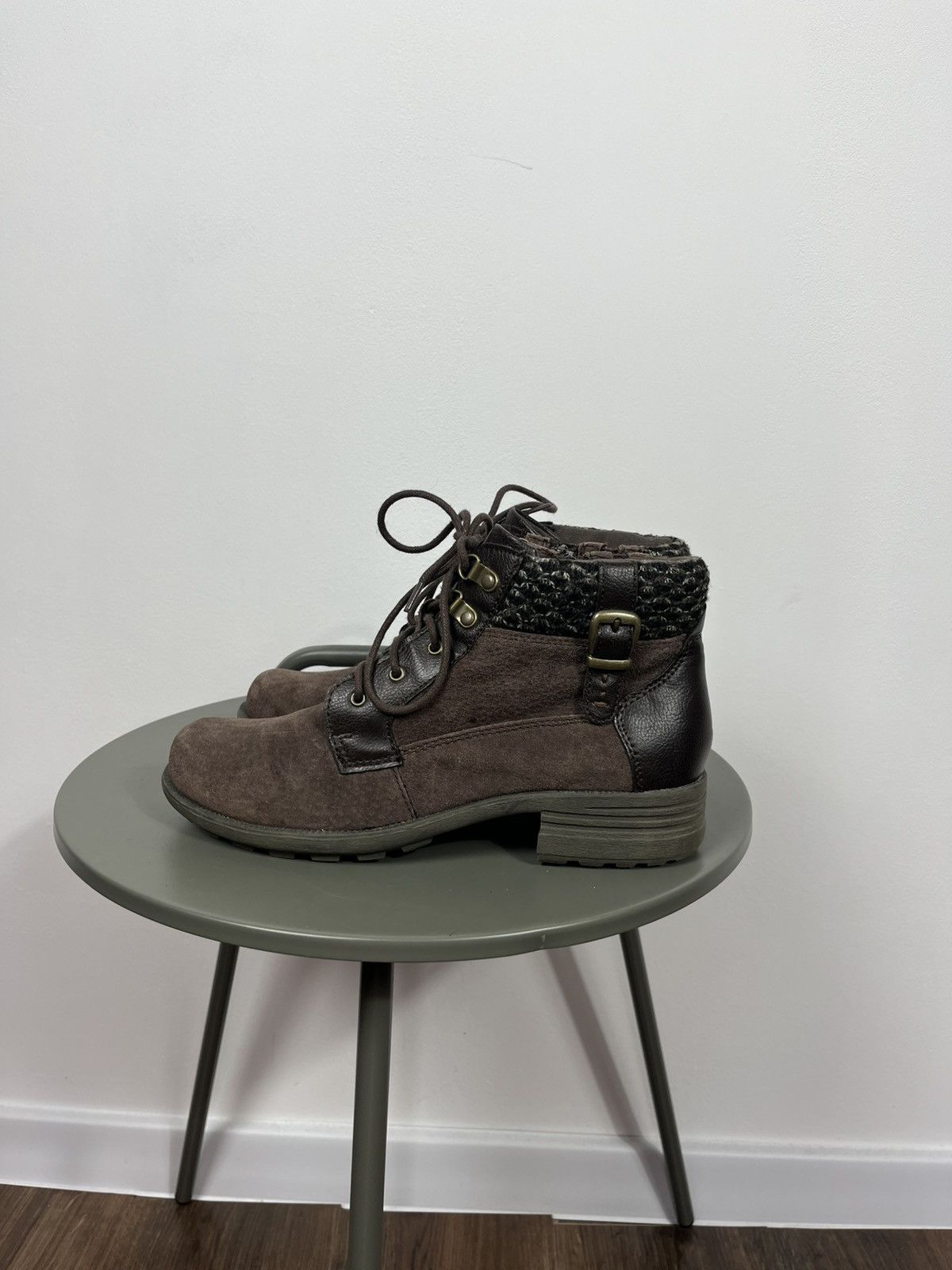 Other Earth Spirit Brown Suede Boots Knit Cuff Lace Up Size EU 41 Size US 10 / IT 40 - 9 Thumbnail