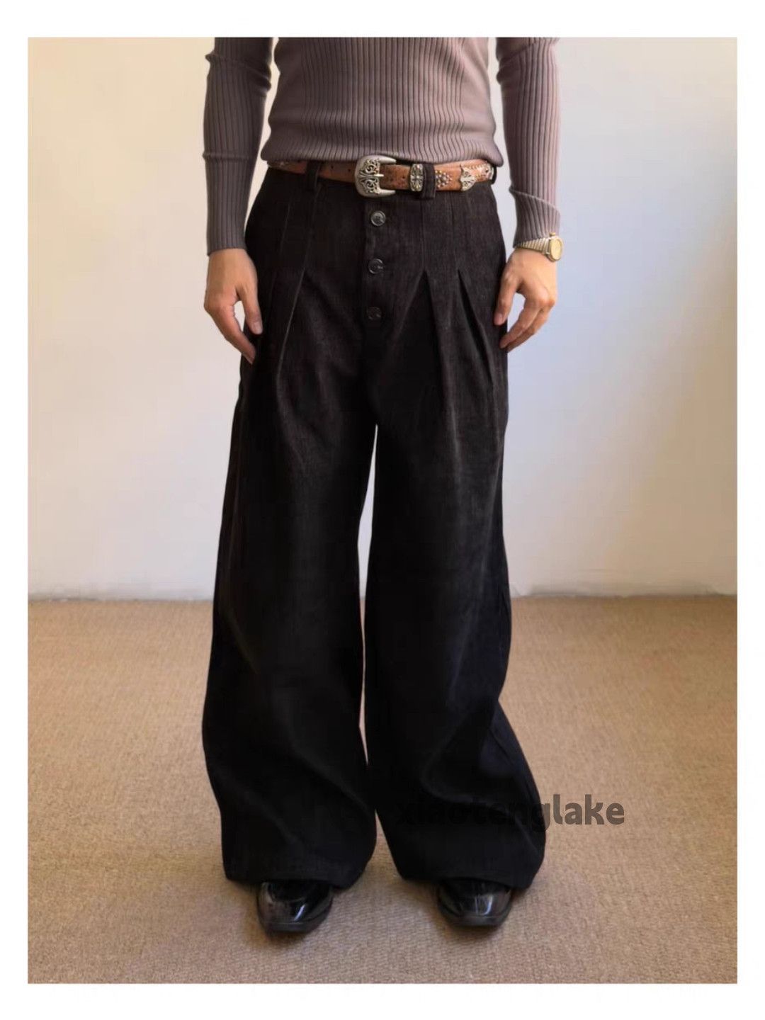 Vintage xz utility pleated loose baggy woolen hiphop pants Size US 30 / EU 46 - 1 Thumbnail