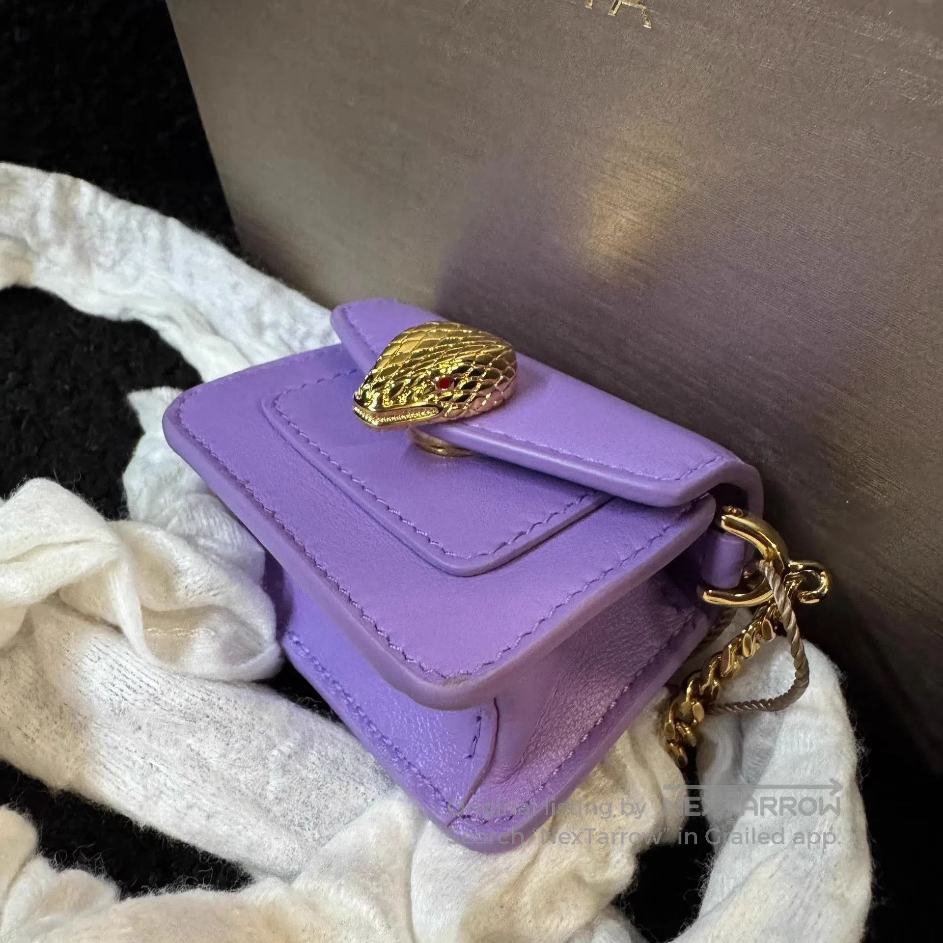 Bvlgari Purple Mini Crossbody Bag with Gold Snake Clasp. Size ONE SIZE - 2 Thumbnail