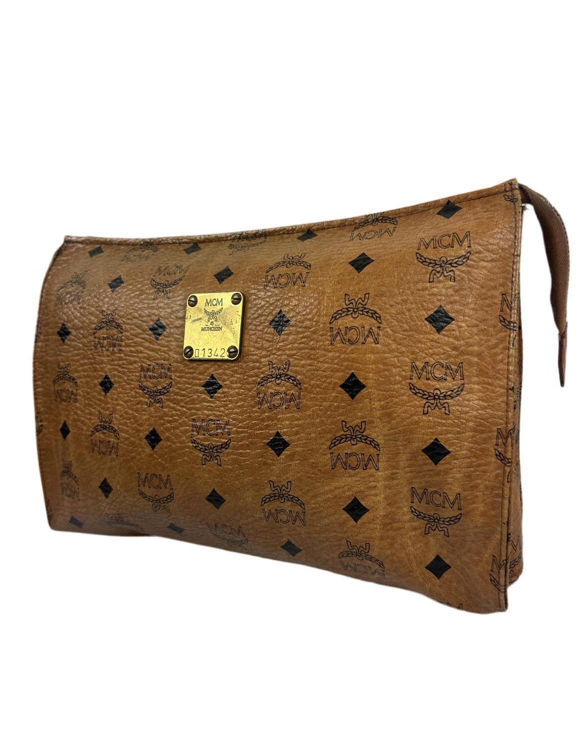 MCM MCM Cognac Leather Clutch Bag Size ONE SIZE - 1 Thumbnail