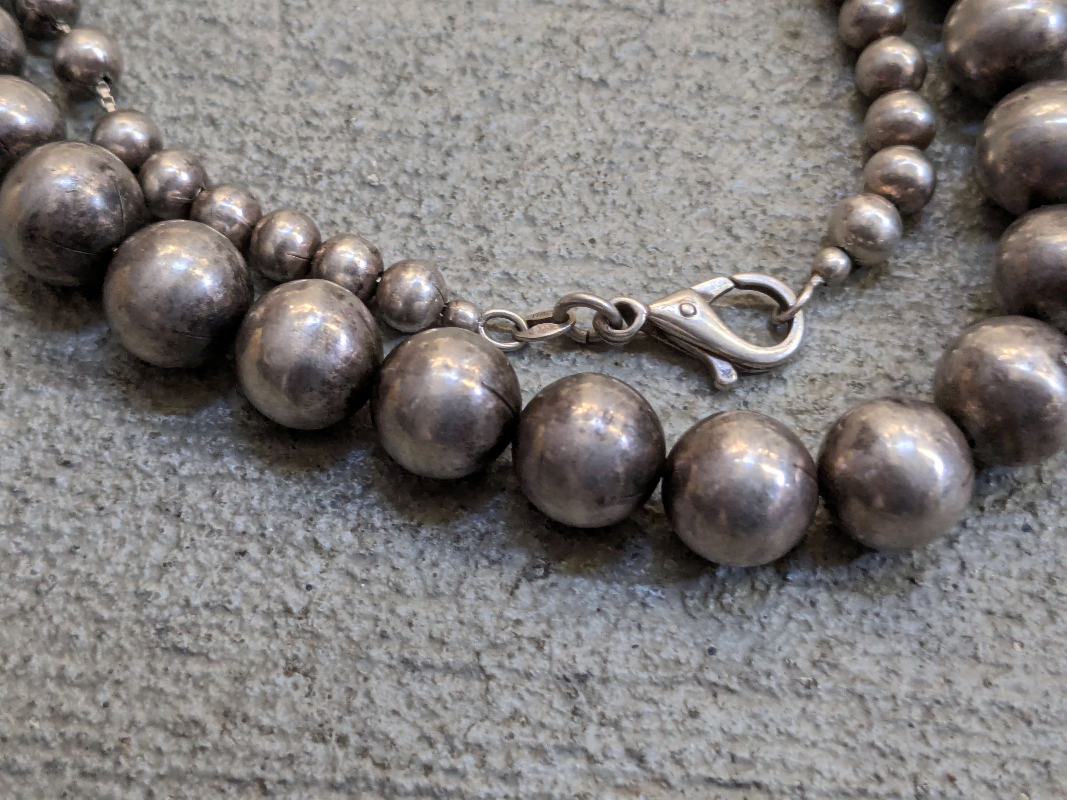 Sterling Silver Sterling Silver Necklace Ball Round Graduated Beads 32" Size ONE SIZE - 2 Thumbnail