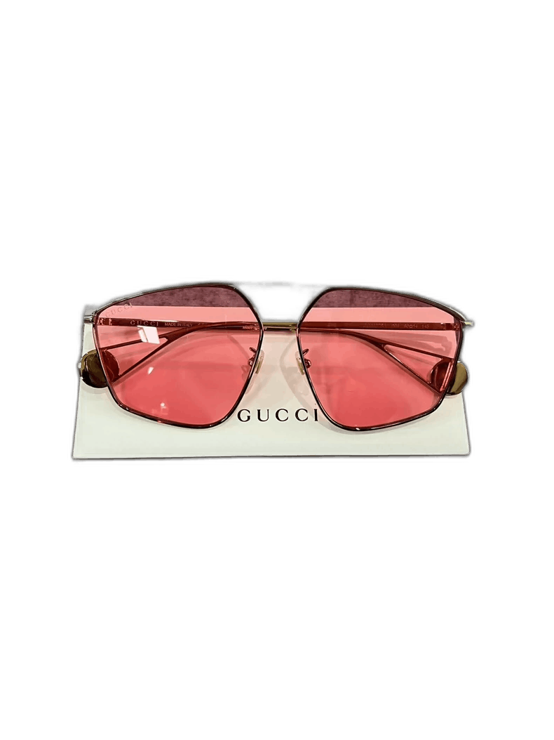 Gucci Gucci Pink Sunglasses with Gold Accents Size ONE SIZE - 1 Thumbnail