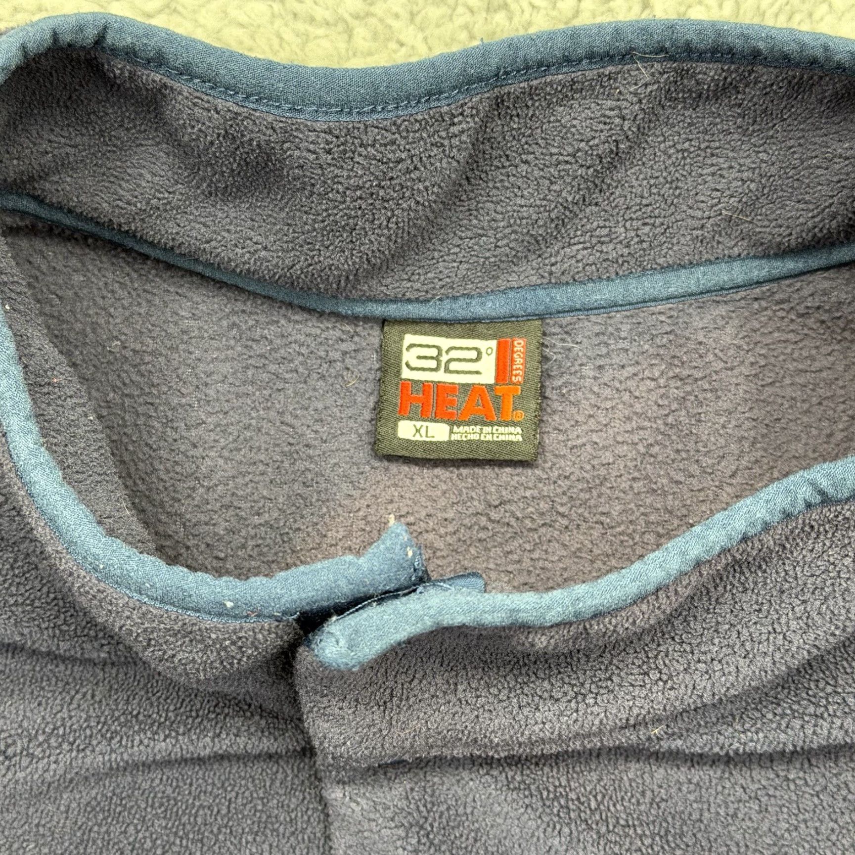 Vintage 32 Degrees Heat Mens XL Navy Blue Fleece Quarter Button Pullover Jacket Size US XL / EU 56 / 4 - 7 Thumbnail