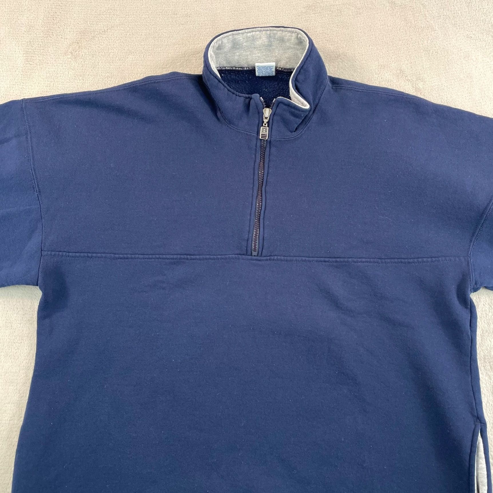 Russell Athletic VINTAGE Russell Athletic Quarter Zip Pullover Sweatshirt Men XL Navy USA Made Size US XL / EU 56 / 4 - 3 Thumbnail