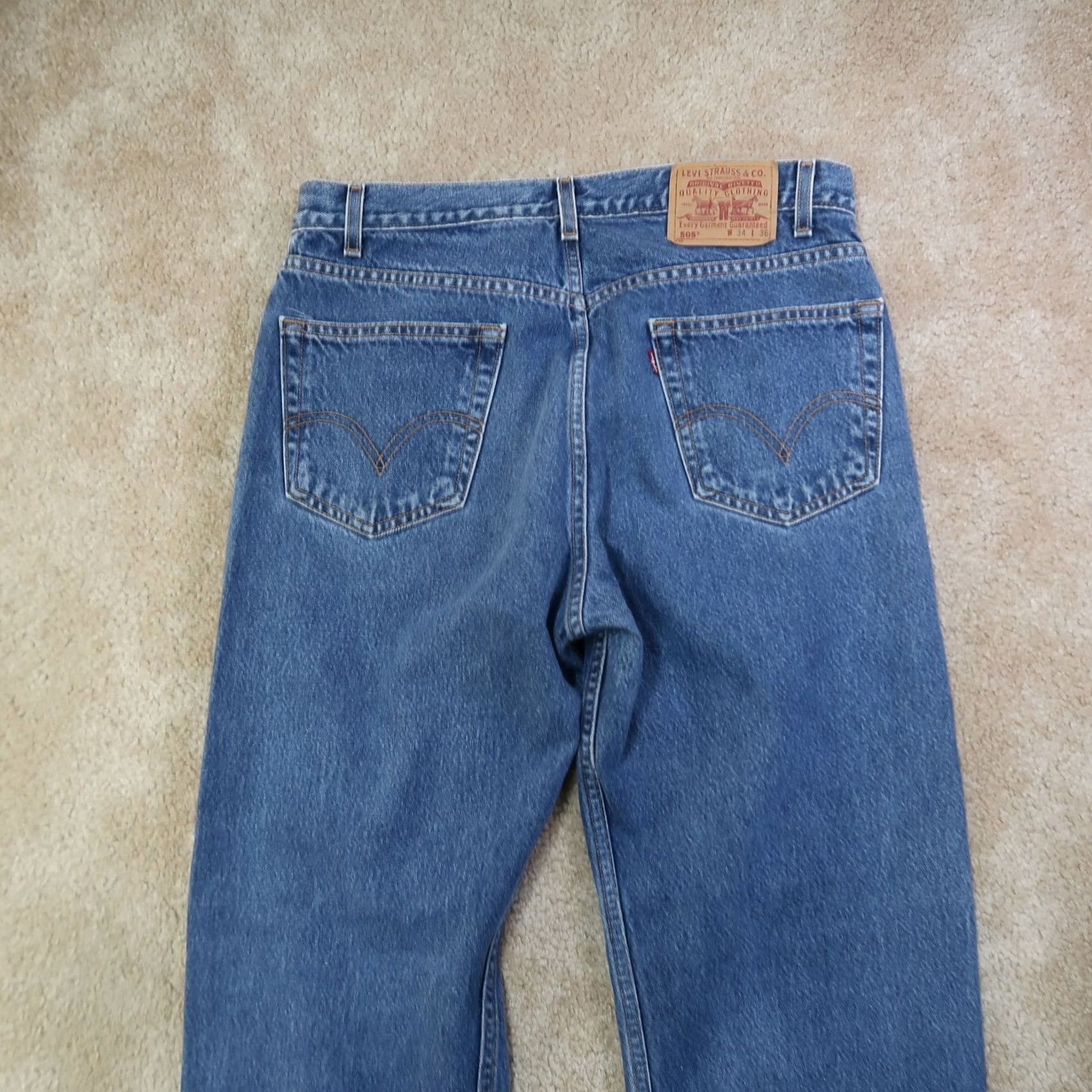 Levi's VINTAGE Levi's 505 Jeans Men 34x36 Blue Denim Straight Leg Regular Fit 90s Size US 34 / EU 50 - 6 Thumbnail