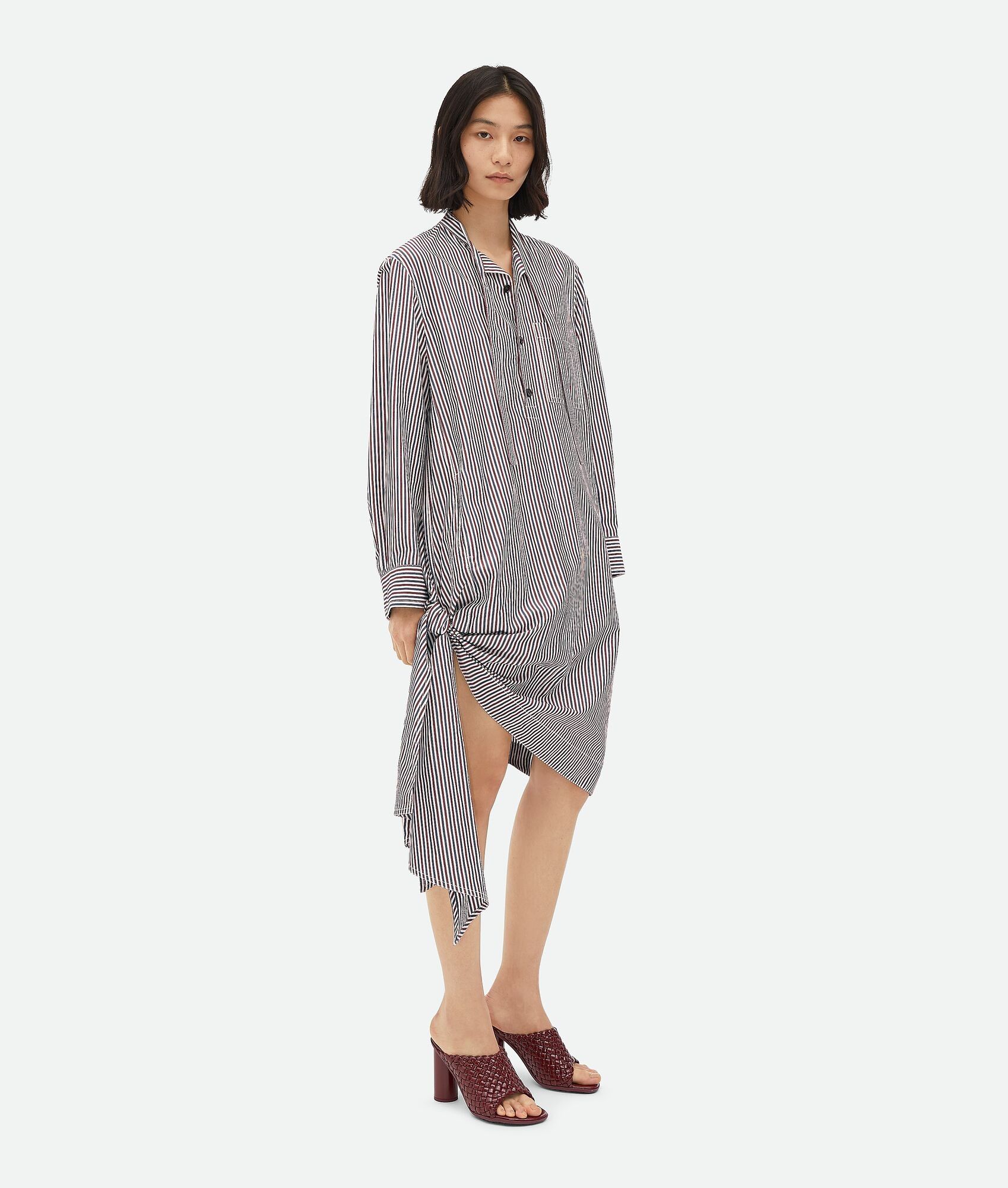 Bottega Veneta o1bcso1str0725 Cotton Striped Dress With Knot Detail Size XS / US 0-2 / IT 36-38 - 1 Thumbnail