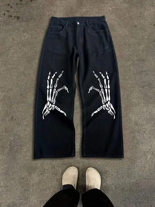 Jean × Vintage Baggy skate Y2K Street graphic drip jeans Size US 30 / EU 46 - 4 Thumbnail