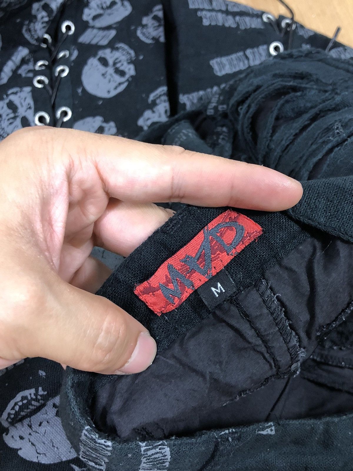 Japanese Brand RARE🔥MADPUNK JAPAN BONDAGE DAMAGE STYLE PANTS Size US 31 - 23 Thumbnail