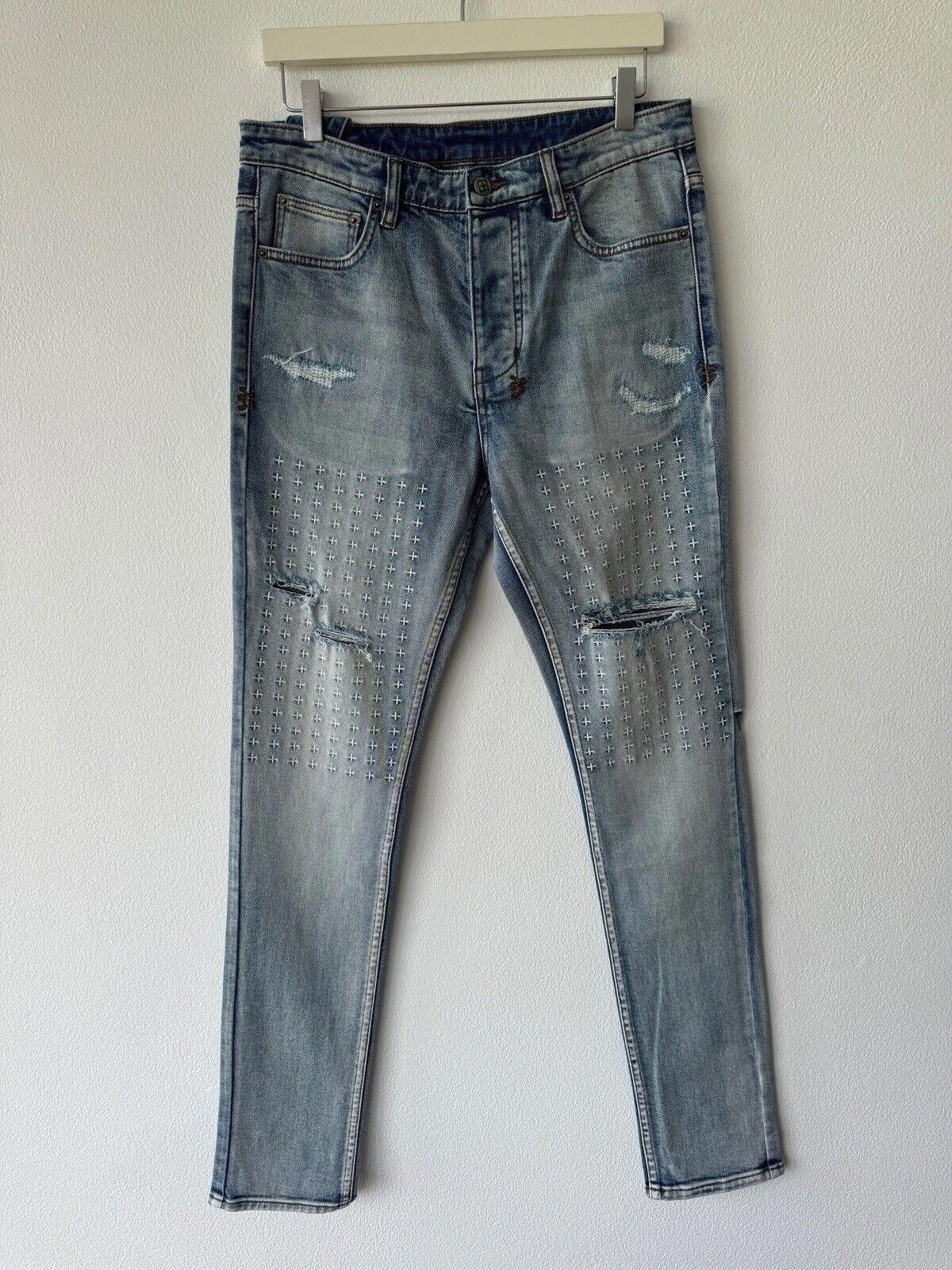 Ksubi new Ksubi mens denim jean chitch slim 32 blue enjoy trashed Size US 32 / EU 48 - 1 Thumbnail