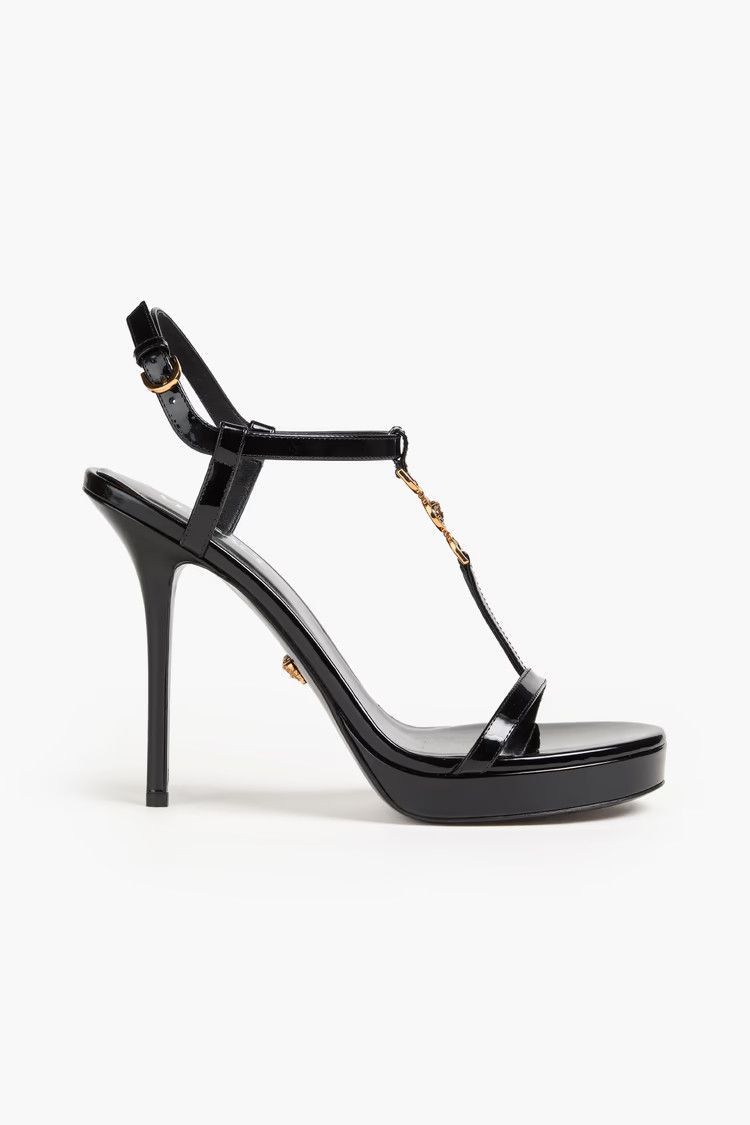 o1y0226 Leather Ankle Strap Sandals in Black