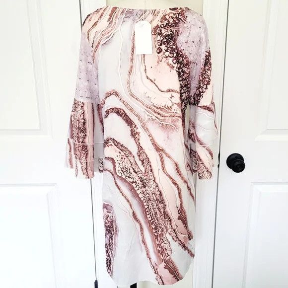 Vacation Marble Print V-Neck Coverup Beach Gift Party Spring Summer Size S / US 4 / IT 40 - 6 Thumbnail